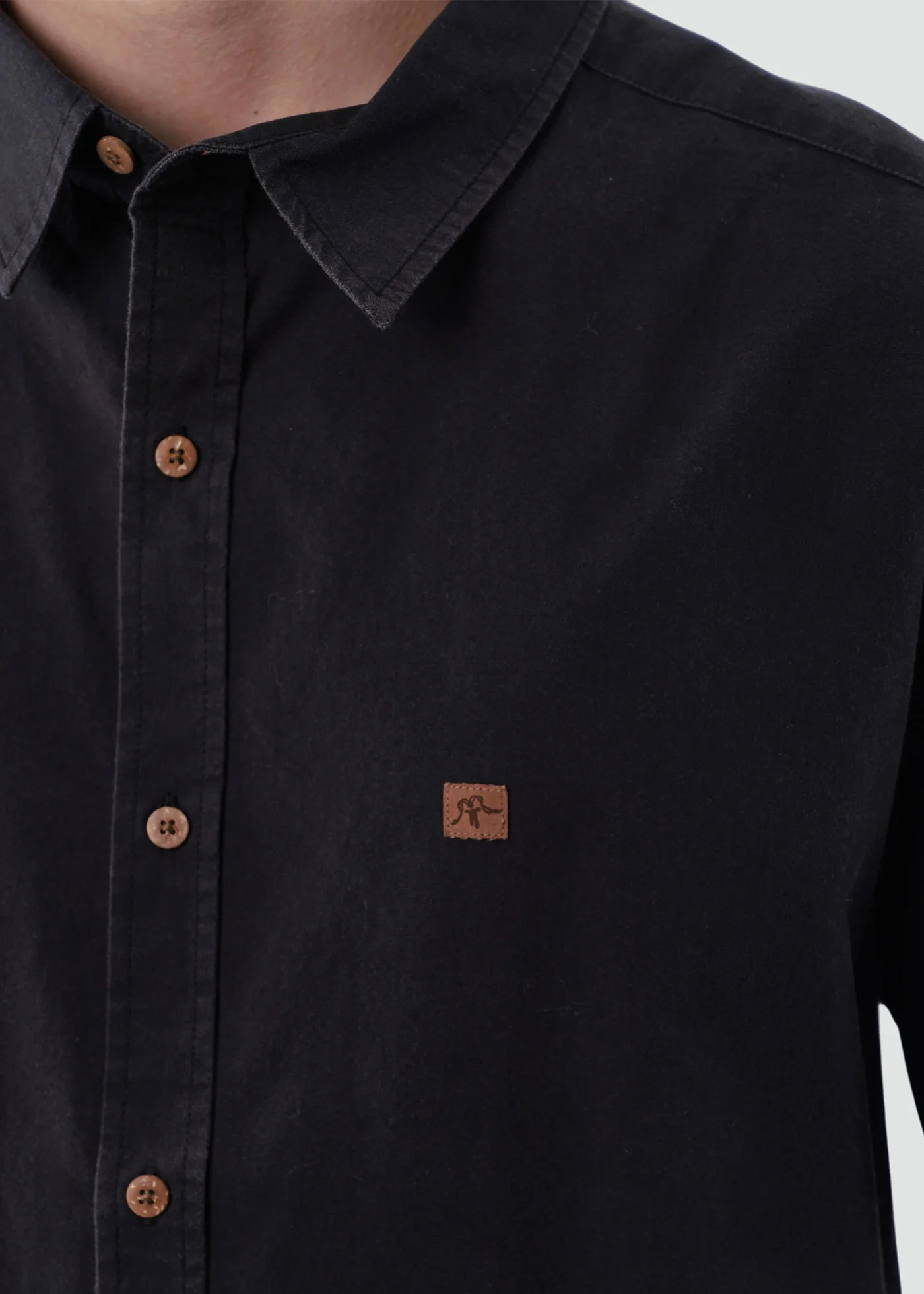 Camisa Clásica Manga Corta Algodón Hombre - Negra - Image 2