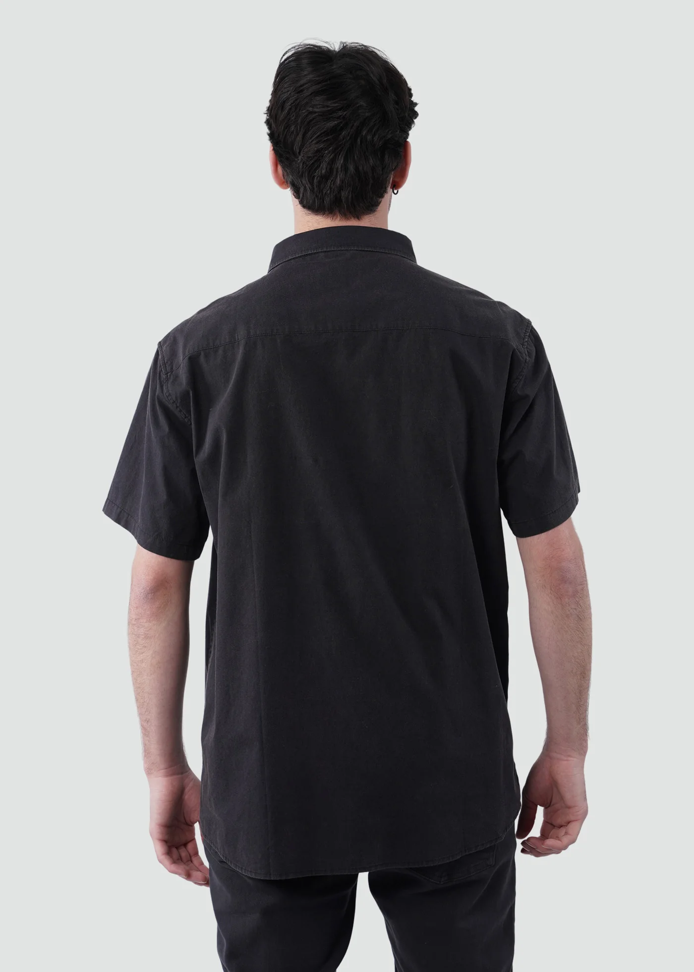 Camisa Clásica Manga Corta Algodón Hombre - Negra - Image 3