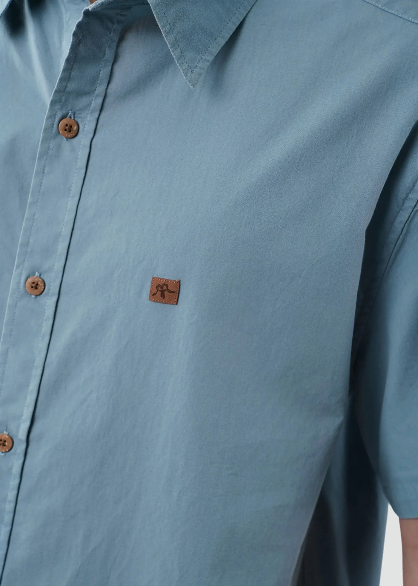 Camisa Clásica Manga Corta Lino Hombre - Azul - Image 2