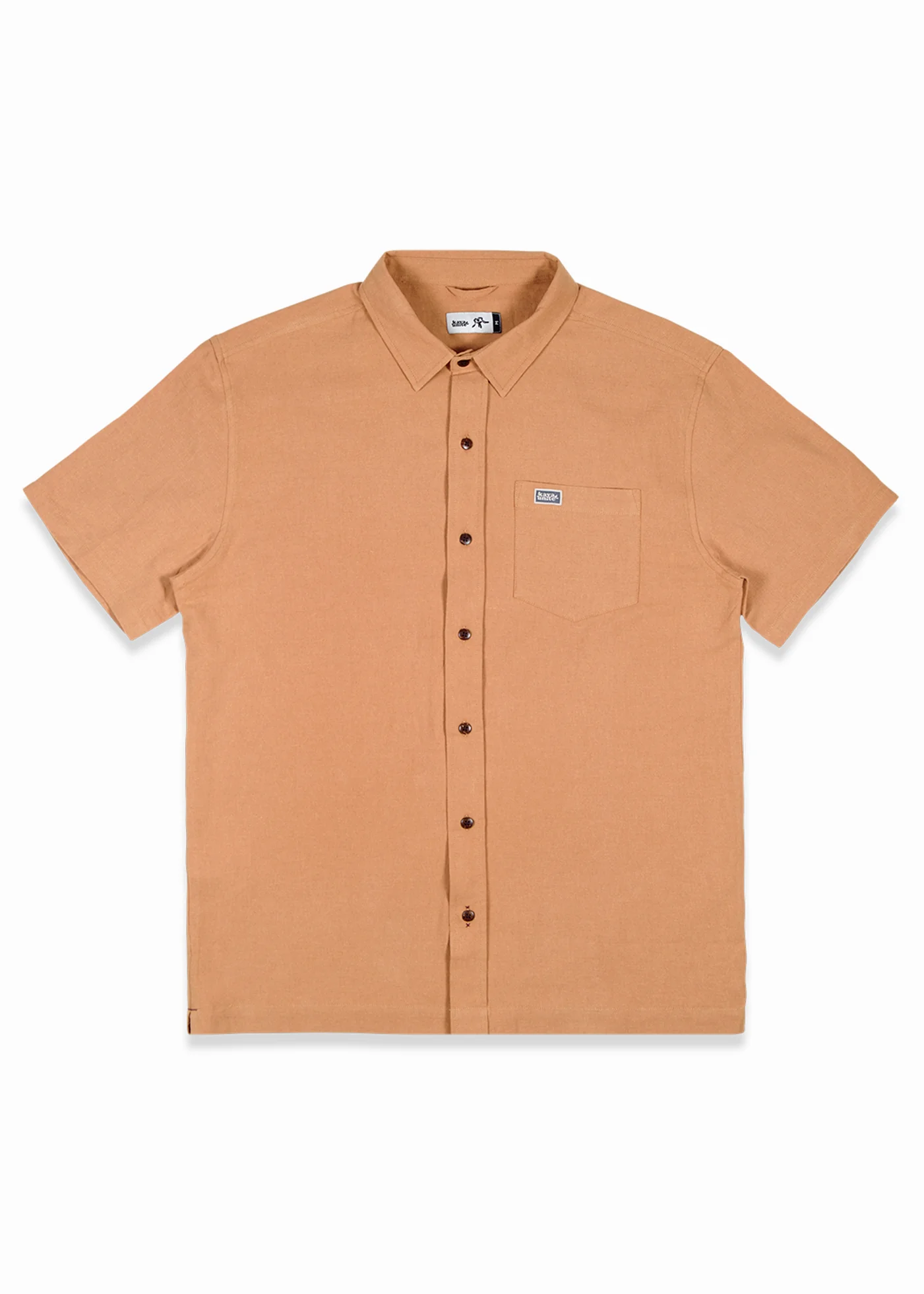 Camisa Clásica Manga Corta Lino Hombre - Camel - Image 2