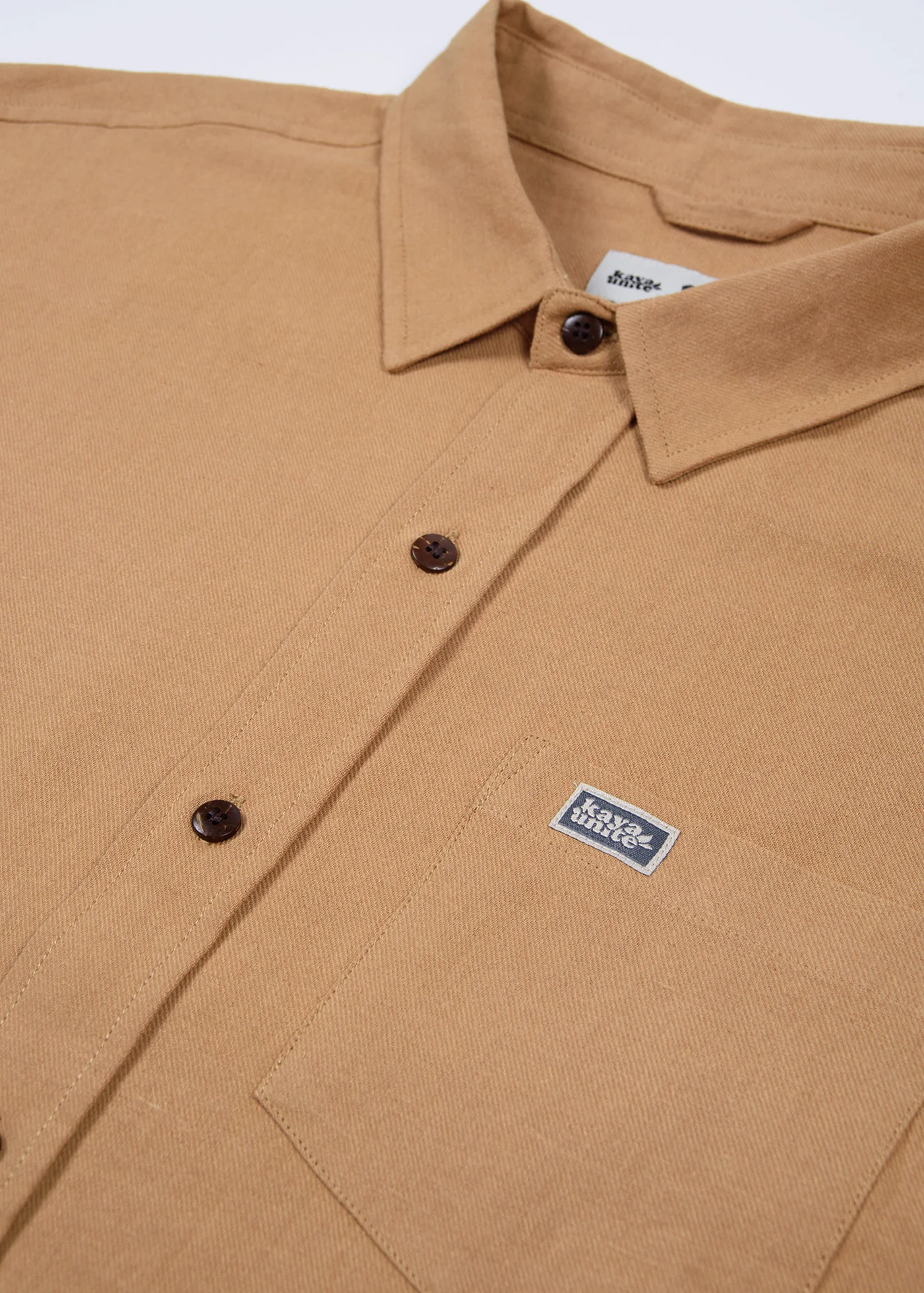 Camisa Clásica Manga Corta Lino Hombre - Camel - Image 5