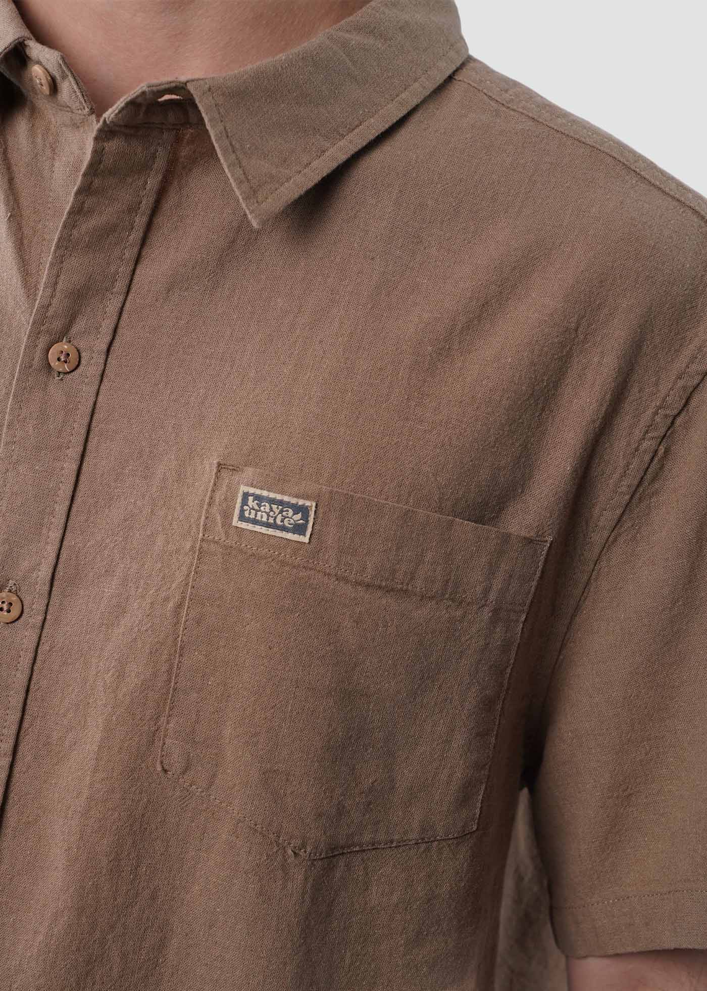 Camisa Clásica Manga Corta Lino Hombre - Olive - Image 2