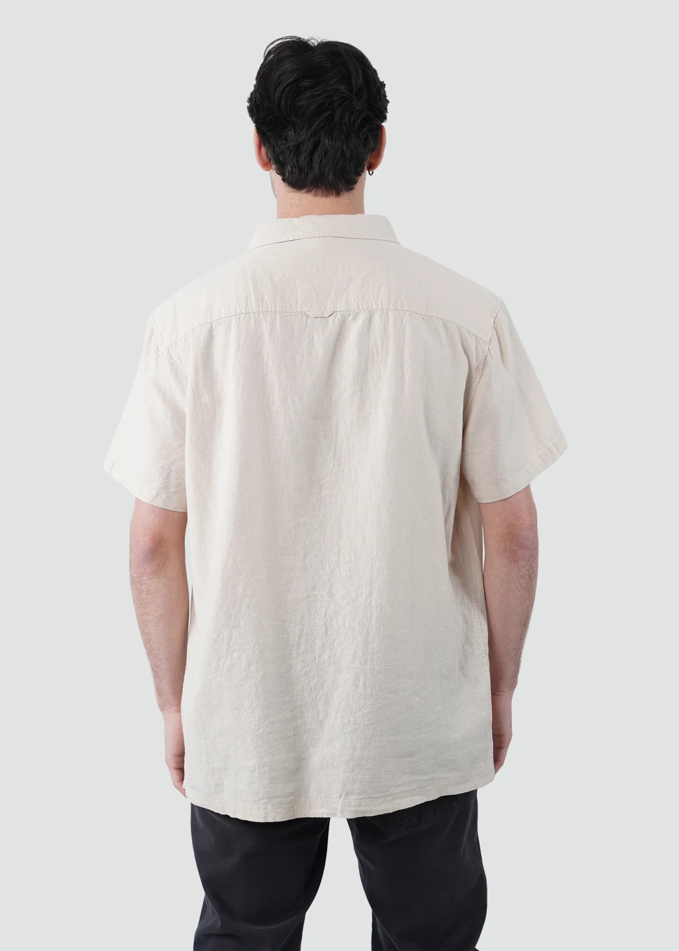 Camisa Clásica Manga Corta Lino Hombre - Sand - Image 3