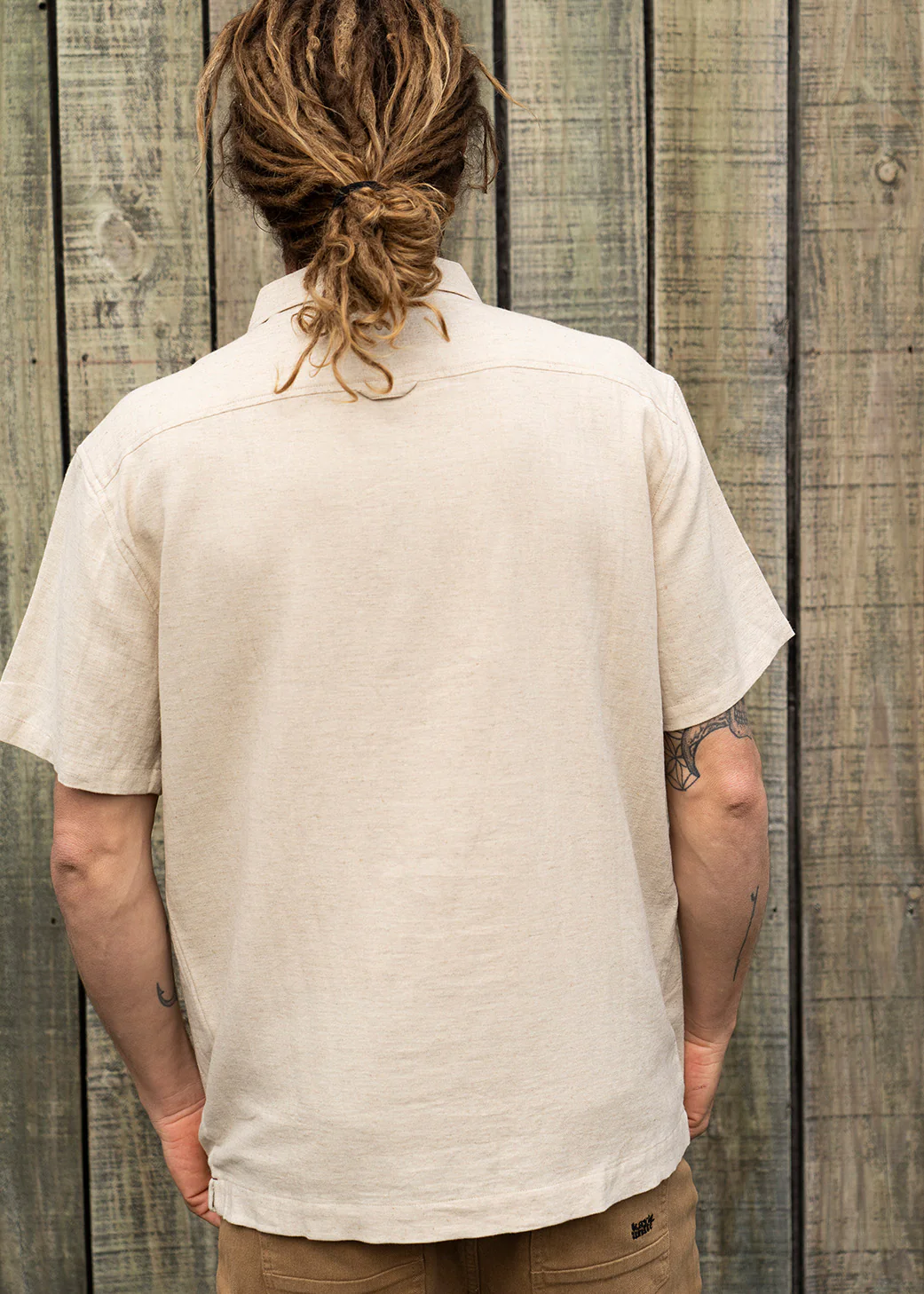 Camisa Clásica Manga Corta Lino Hombre - Sand - Image 4