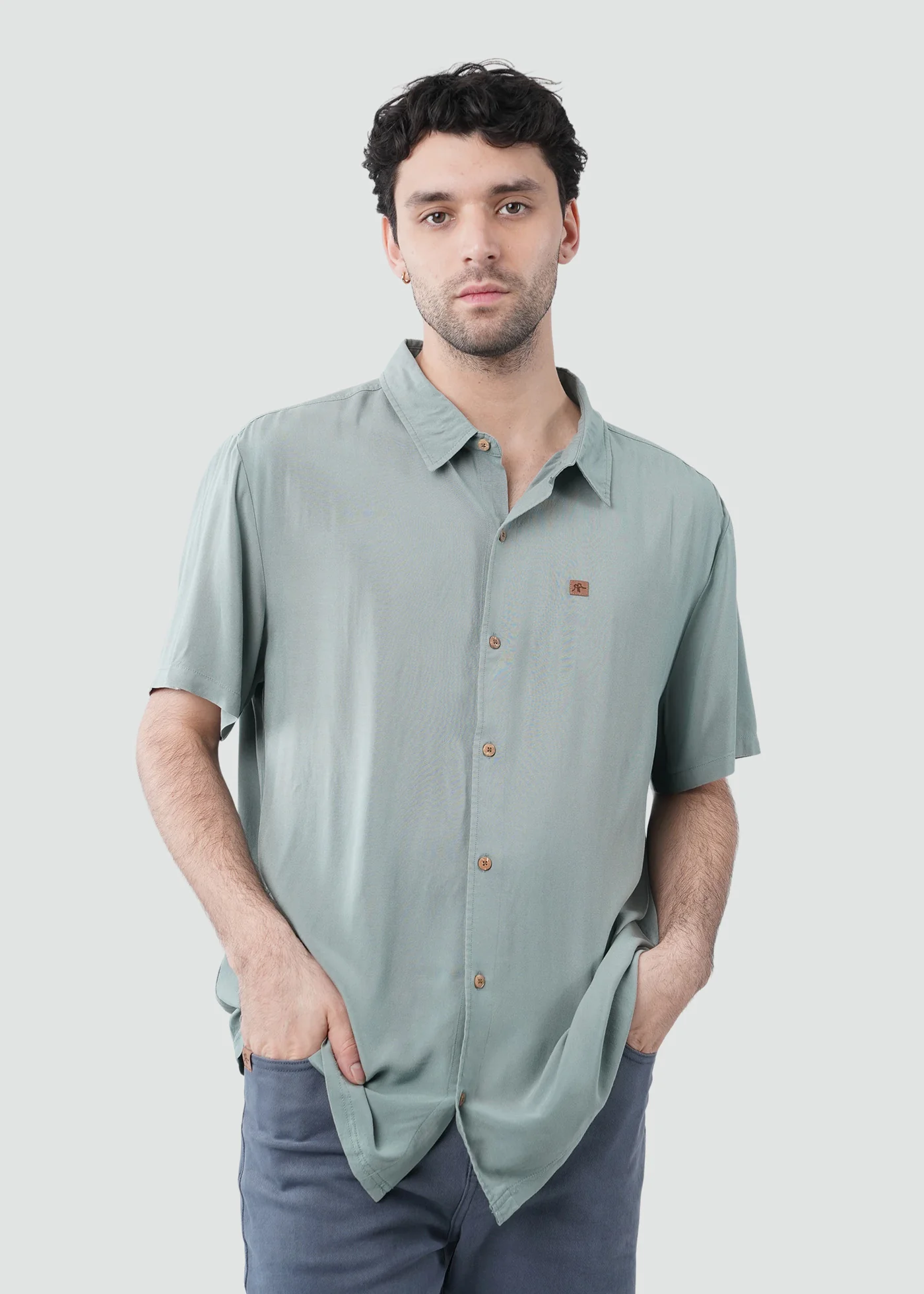 Camisa Clásica Manga Corta Viscosa Hombre - Chinois