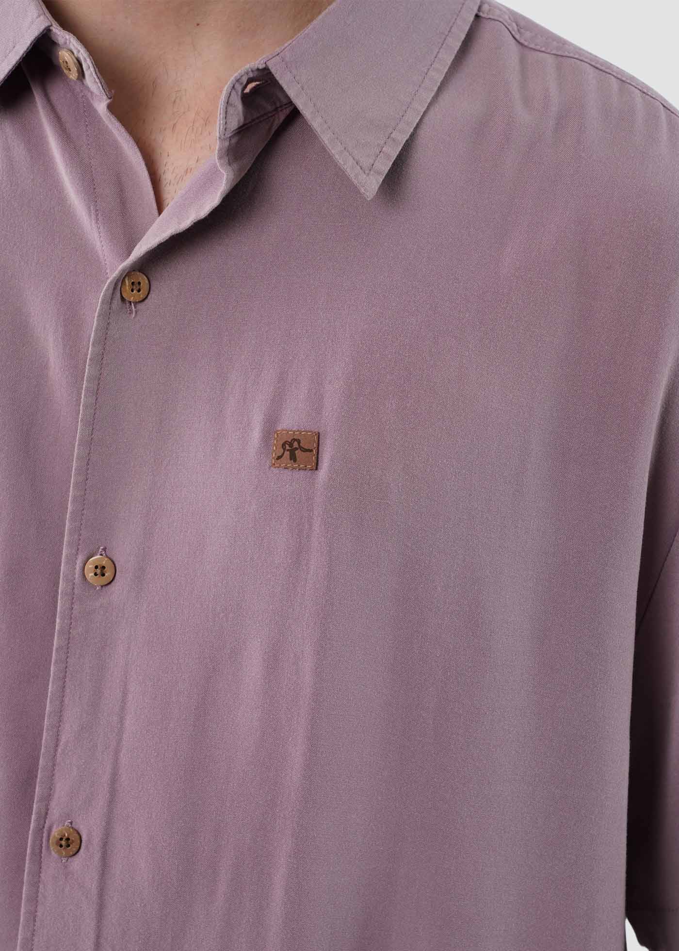 Camisa Clásica Manga Corta Viscosa Hombre - Malva - Image 2