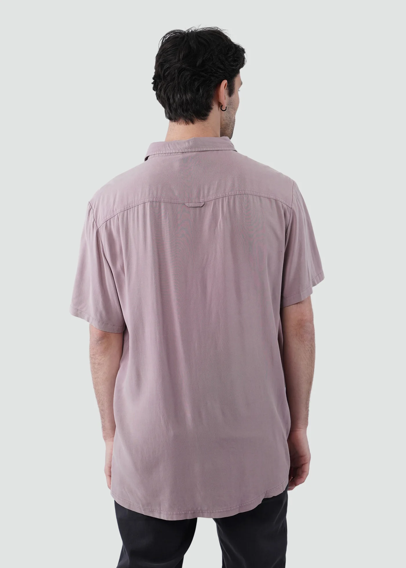 Camisa Clásica Manga Corta Viscosa Hombre - Malva - Image 3