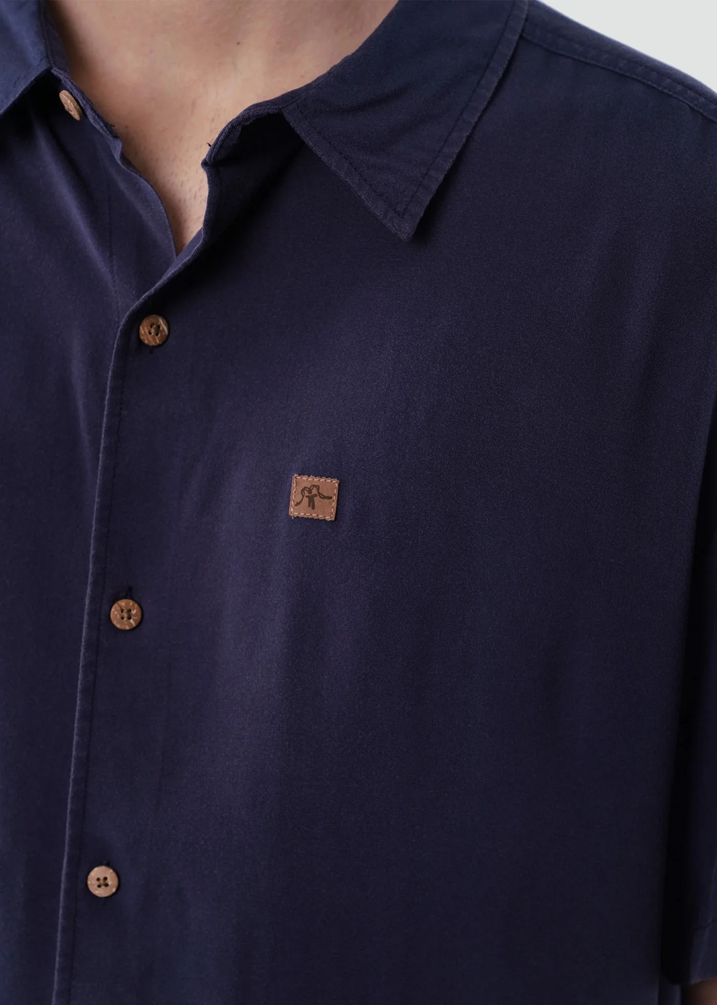 Camisa Clásica Manga Corta Viscosa Hombre - Navy - Image 2