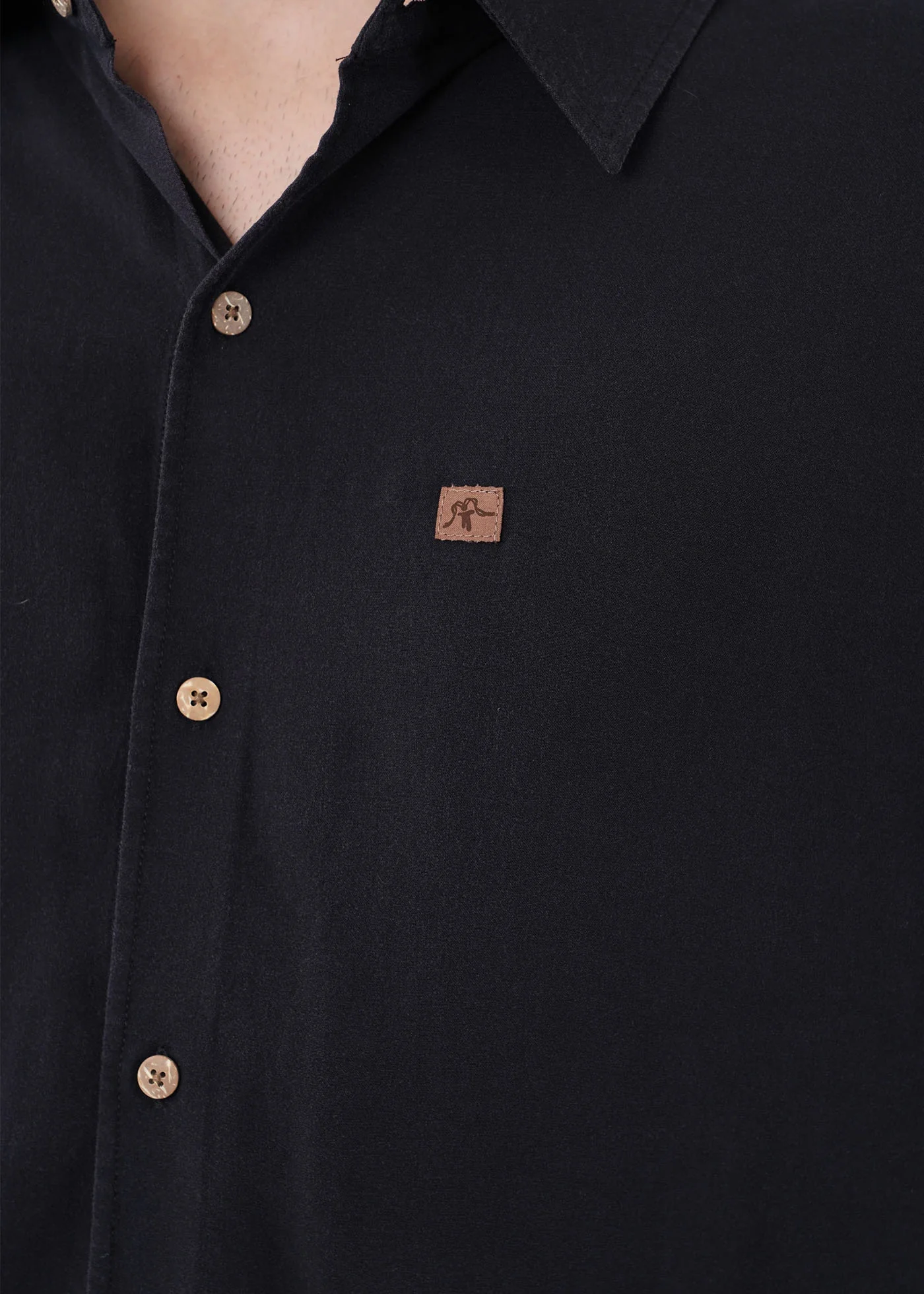 Camisa Clásica Manga Corta Viscosa Hombre - Negra - Image 2