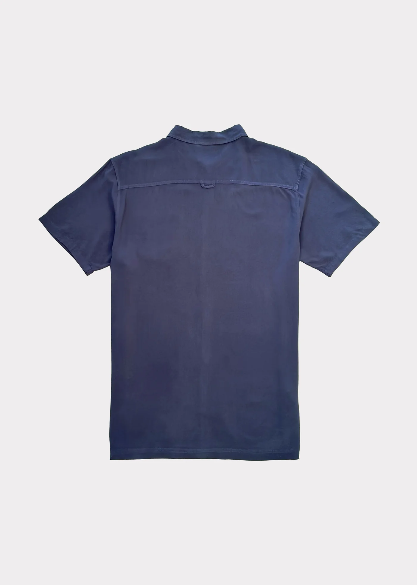 Camisa Clásica Manga Corta Viscosa Solid Hombre - Azul Oscuro - Image 4