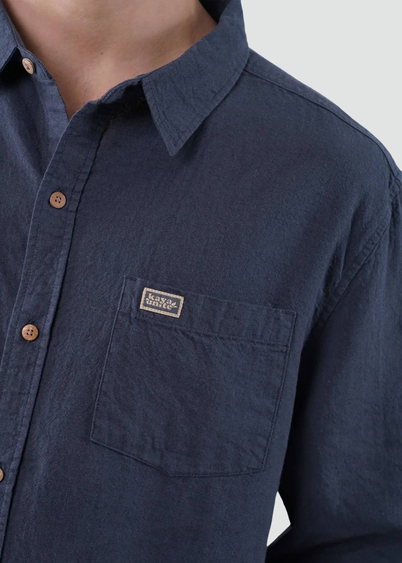 Camisa Clásica Manga Larga Lino Hombre - Navy - Image 2