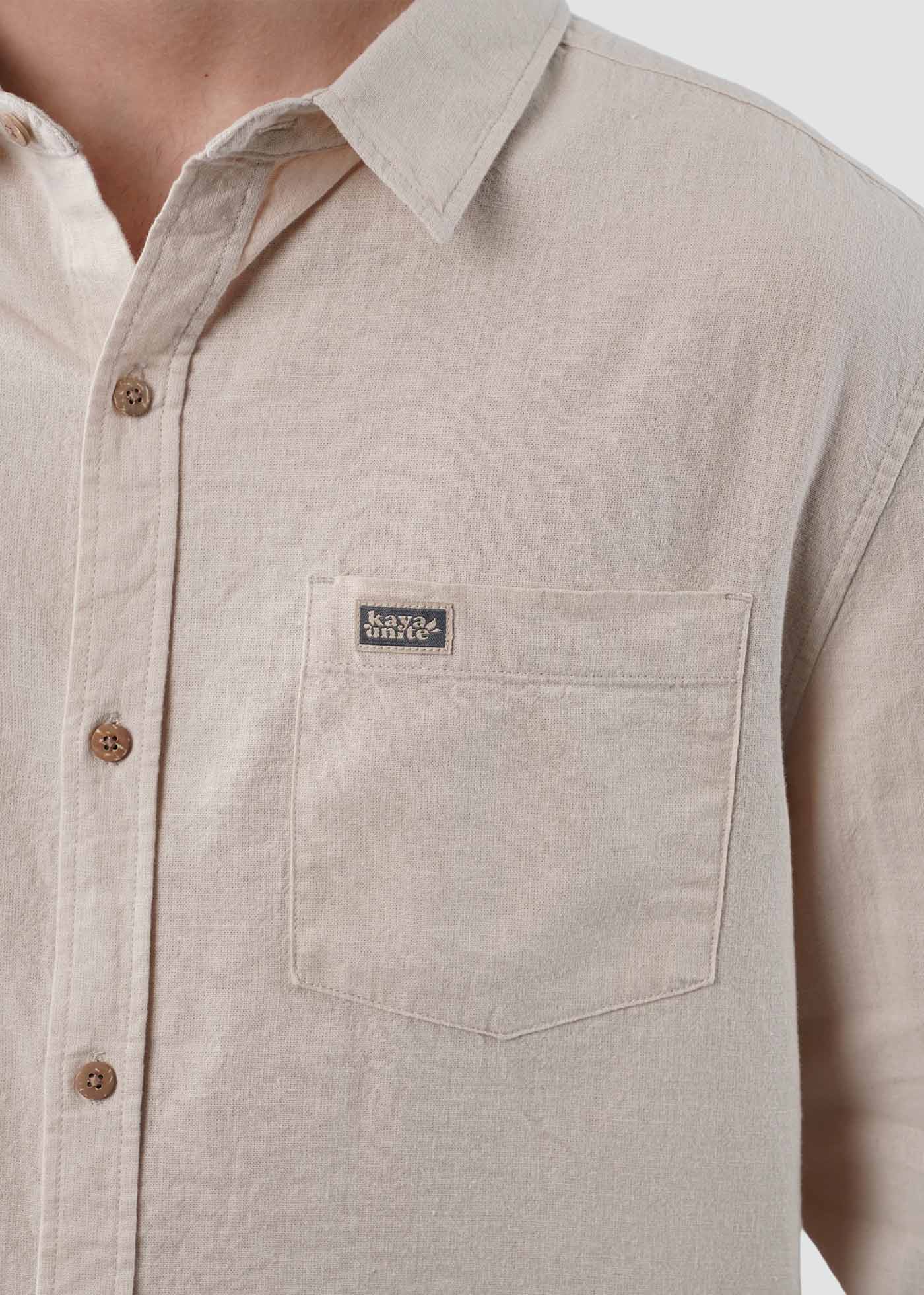 Camisa Clásica Manga Larga Lino Hombre - Sand - Image 2