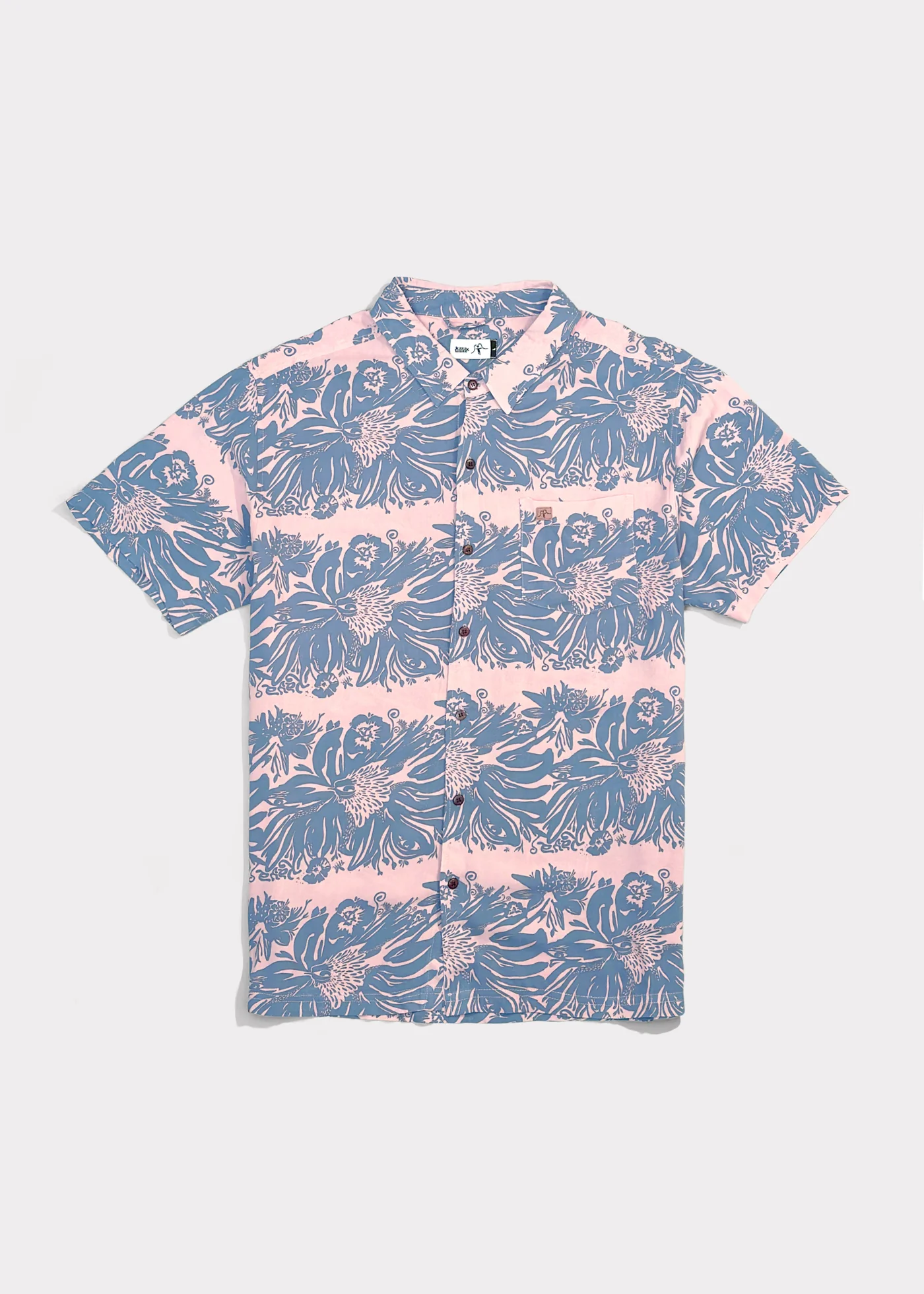 Camisa Diseño Manga Corta Rayón Bloom Hombre - Pink