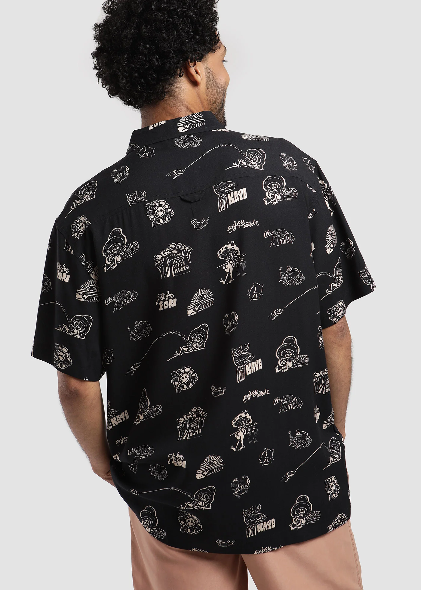 Camisa Diseño Manga Corta Rayón Camper Hombre - Negro - Image 3