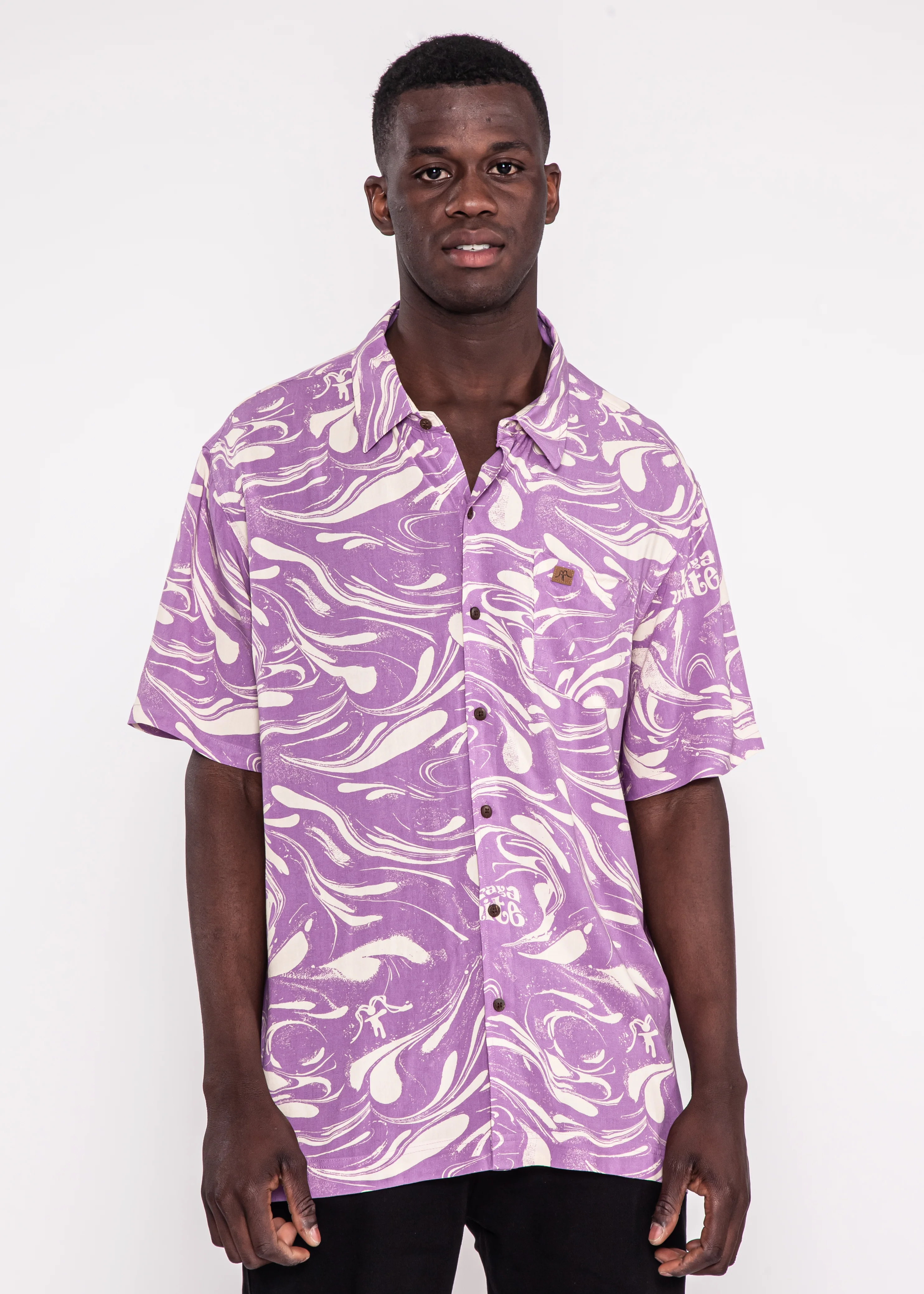 Camisa Diseño Manga Corta Rayón Drip Hombre - Lilac - Image 2