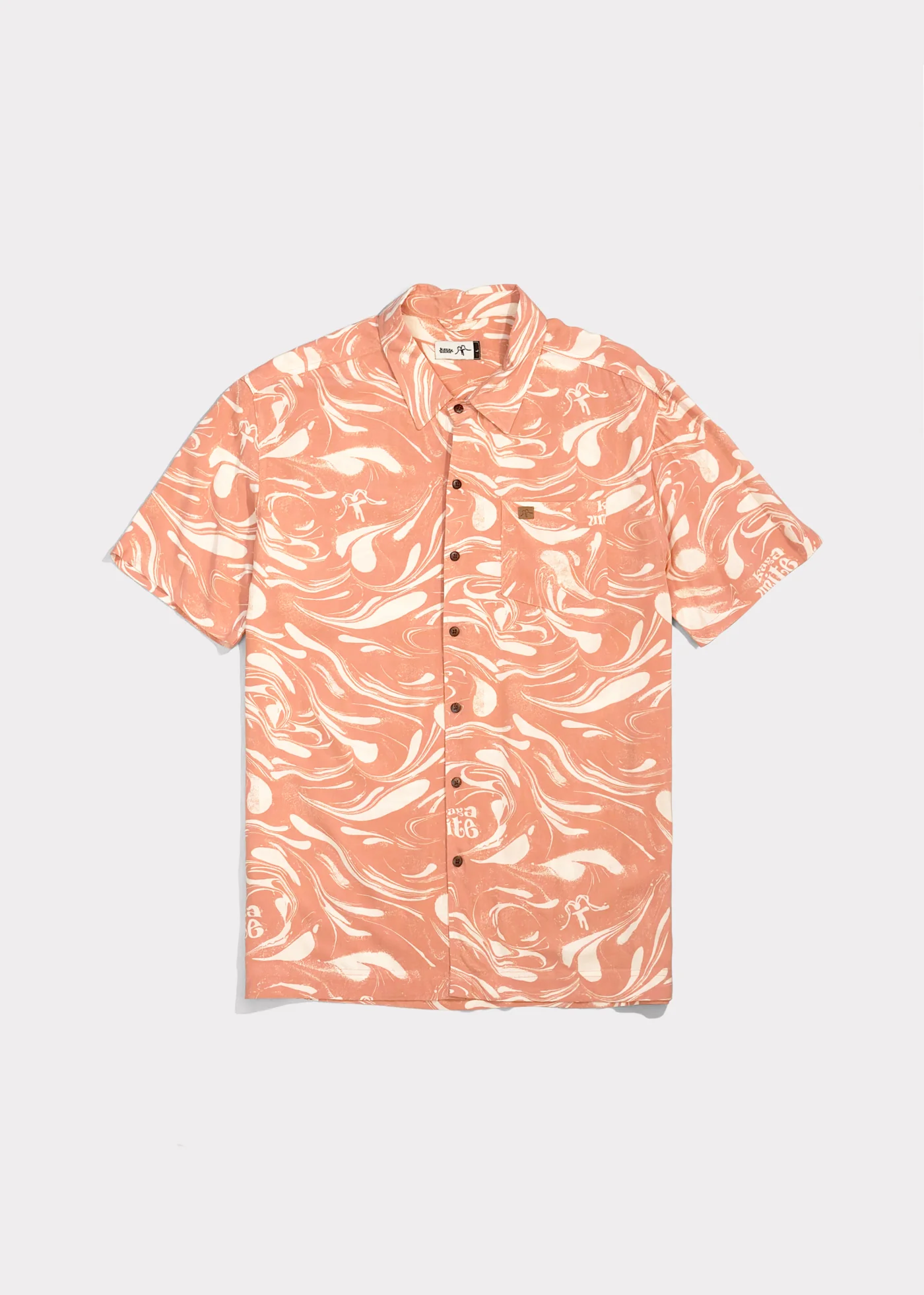 Camisa Diseño Manga Corta Rayón Drip Hombre - Peach