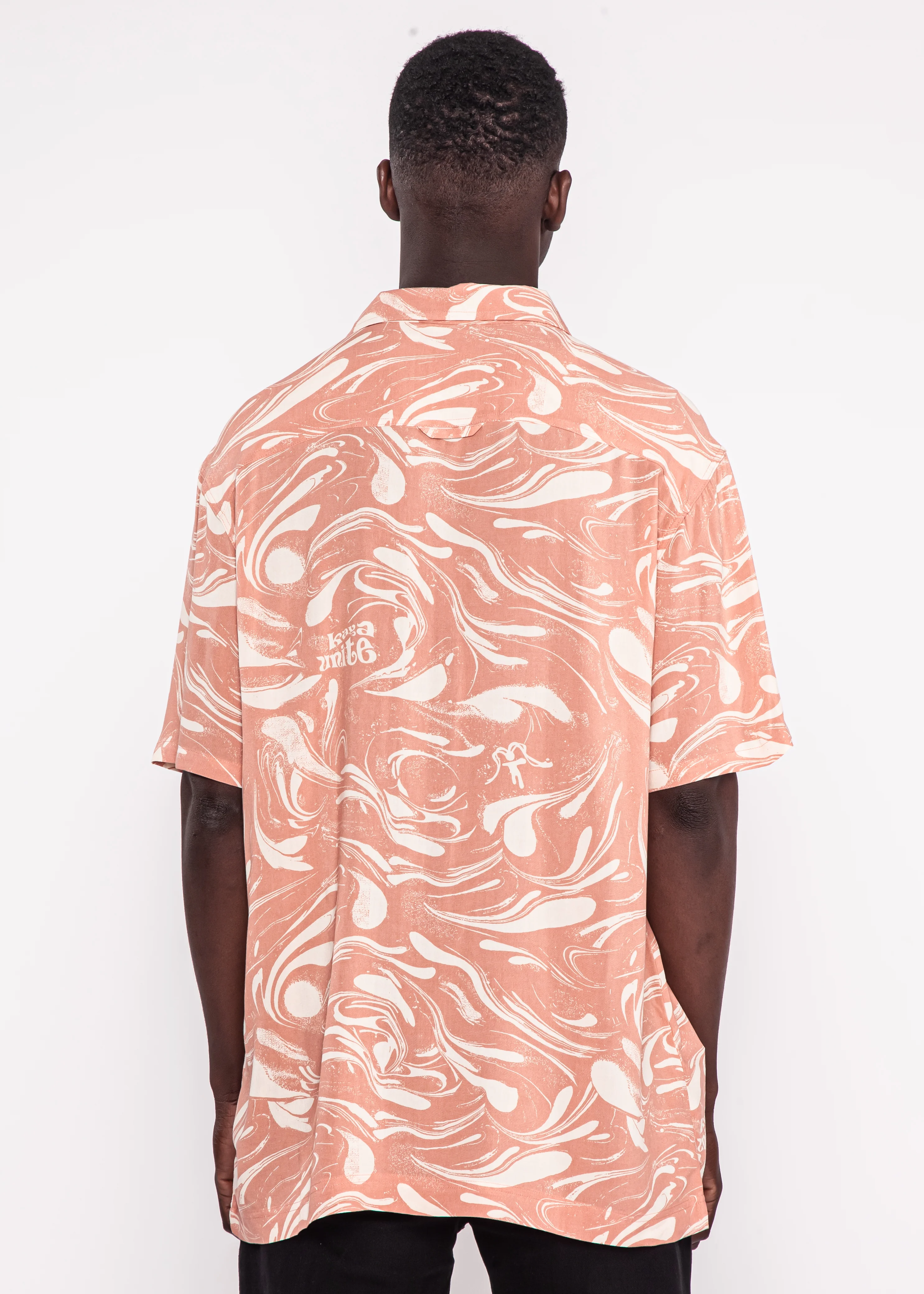 Camisa Diseño Manga Corta Rayón Drip Hombre - Peach - Image 3