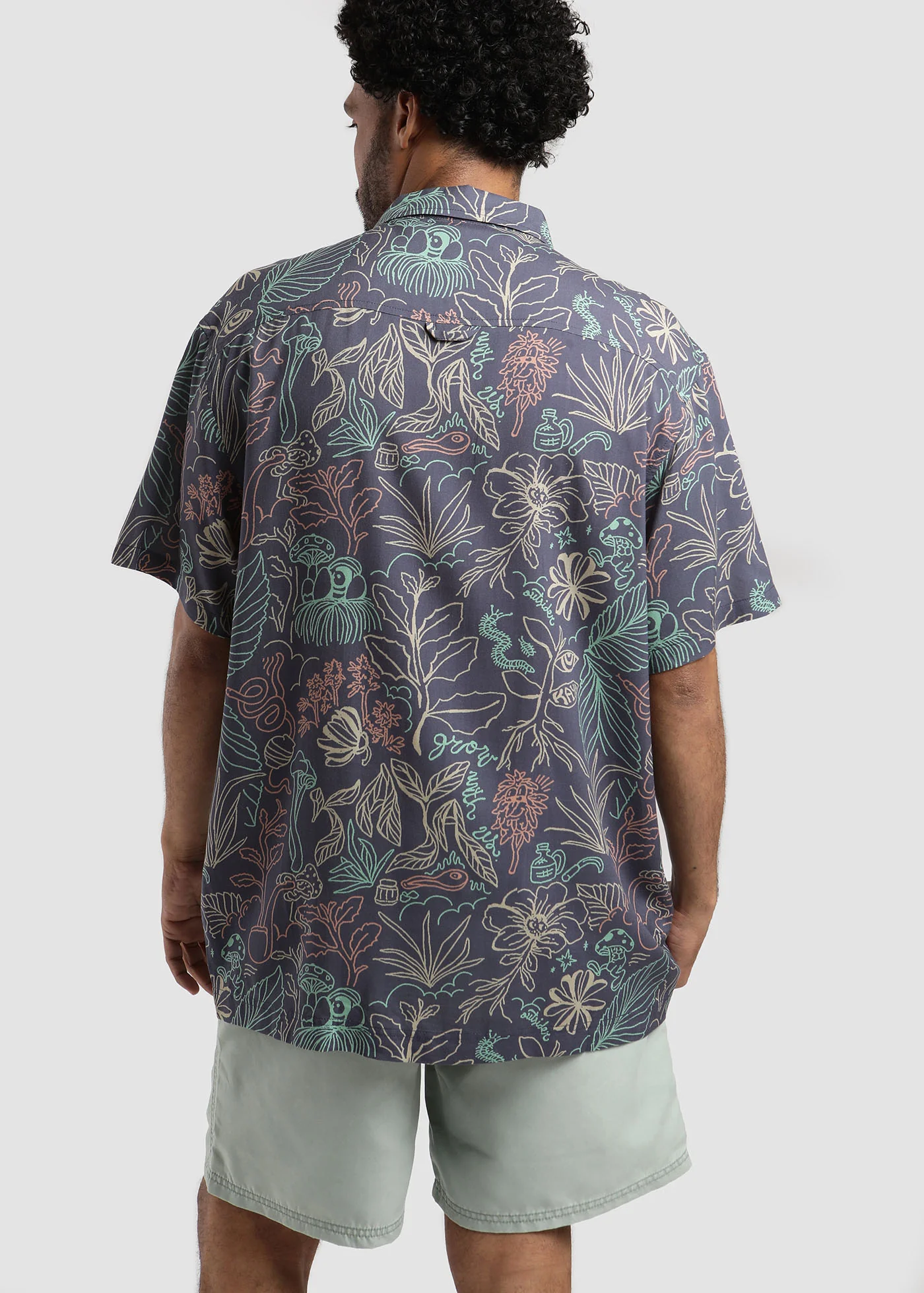 Camisa Diseño Manga Corta Rayón Grown Hombre - Navy - Image 3