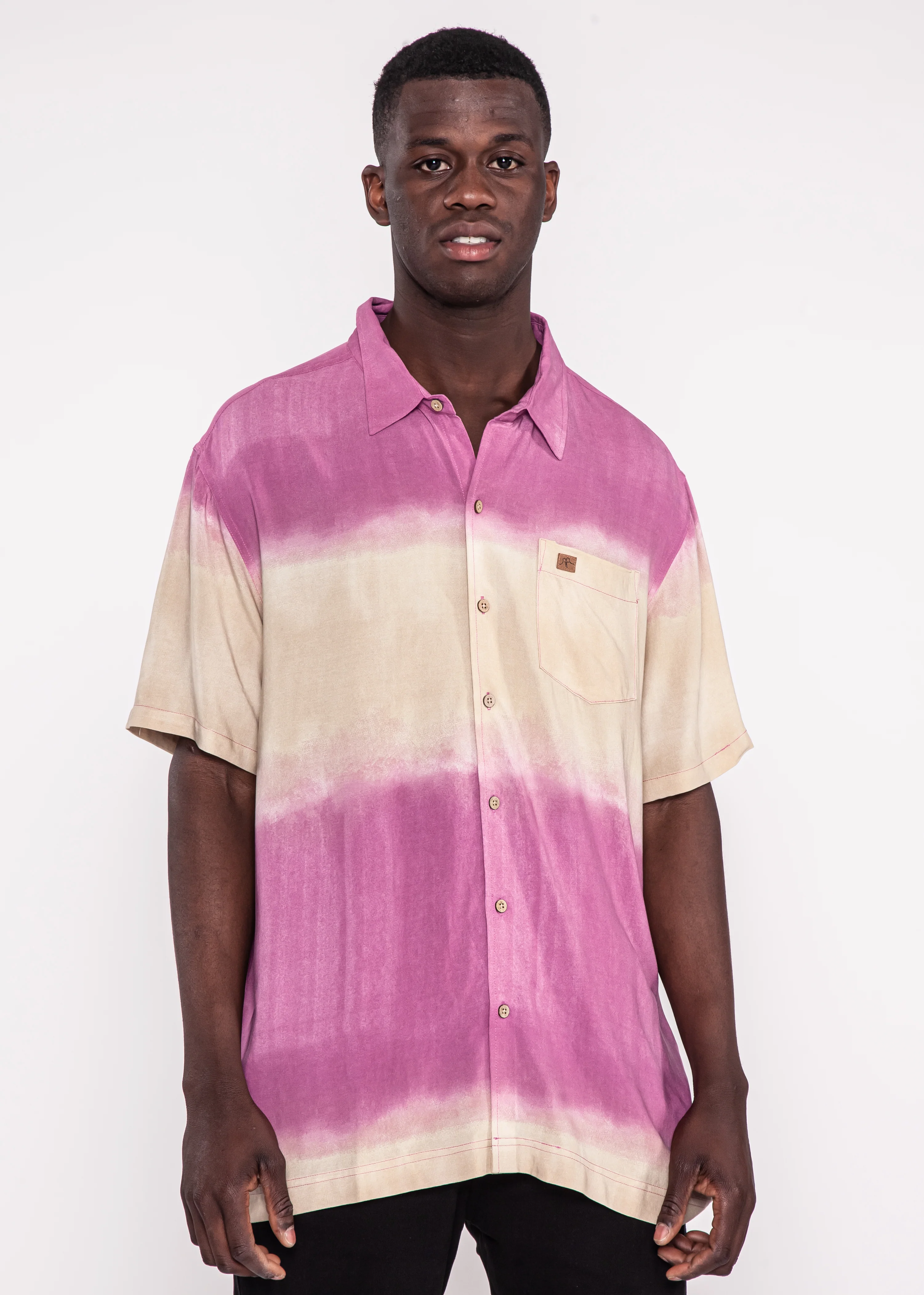 Camisa Diseño Manga Corta Rayón Hazy Hombre - Orange - Image 2