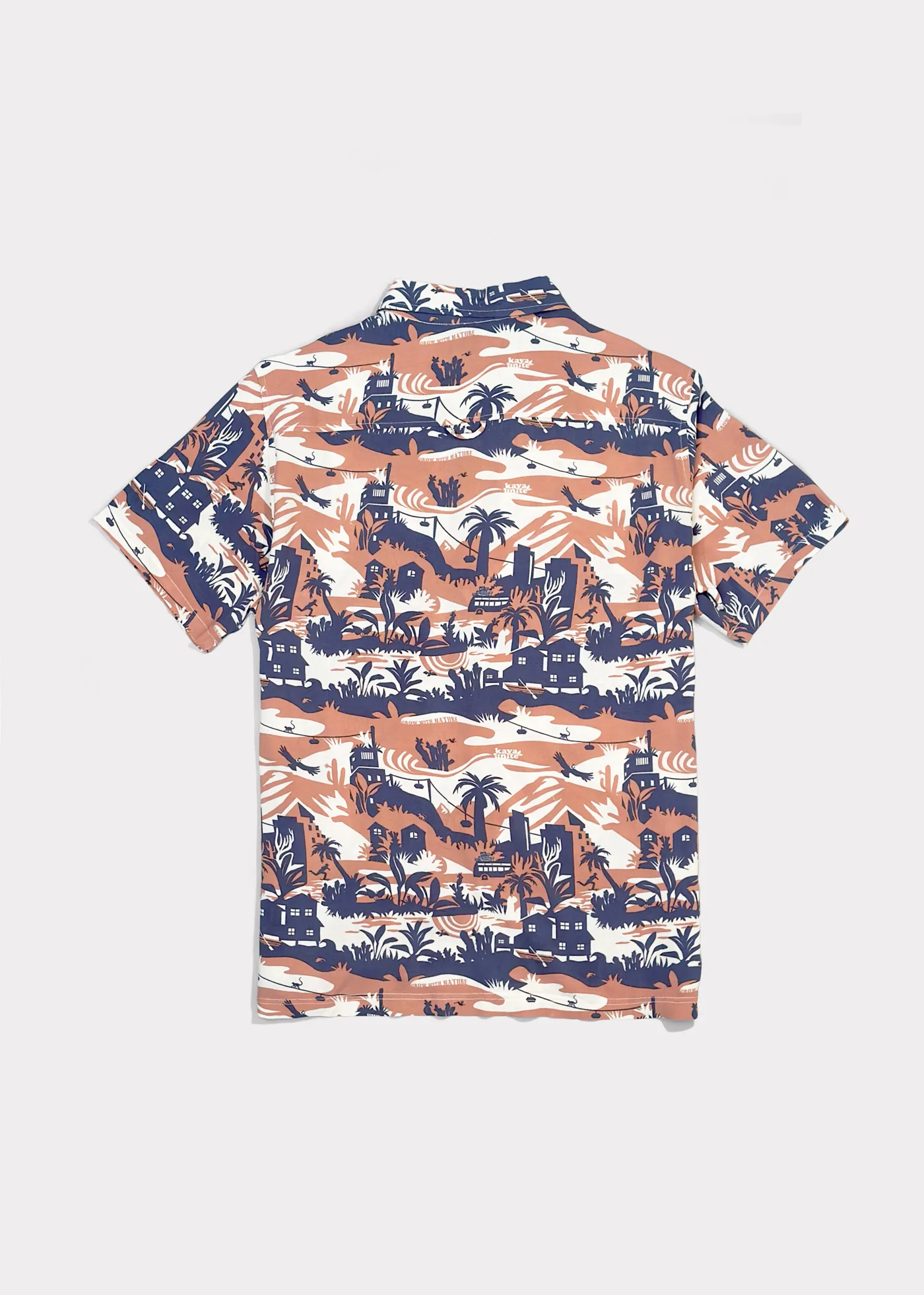 Camisa Diseño Manga Corta Rayón Jungle Hombre - Peach - Image 4