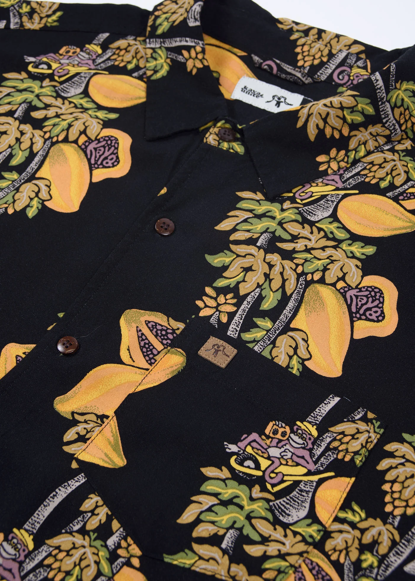 Camisa Diseño Manga Corta Rayón Lazy Hombre - Black - Image 5