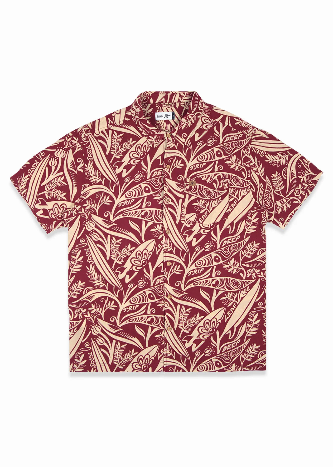 Camisa Diseño Manga Corta Rayón Leaf Hombre - Brick - Image 2