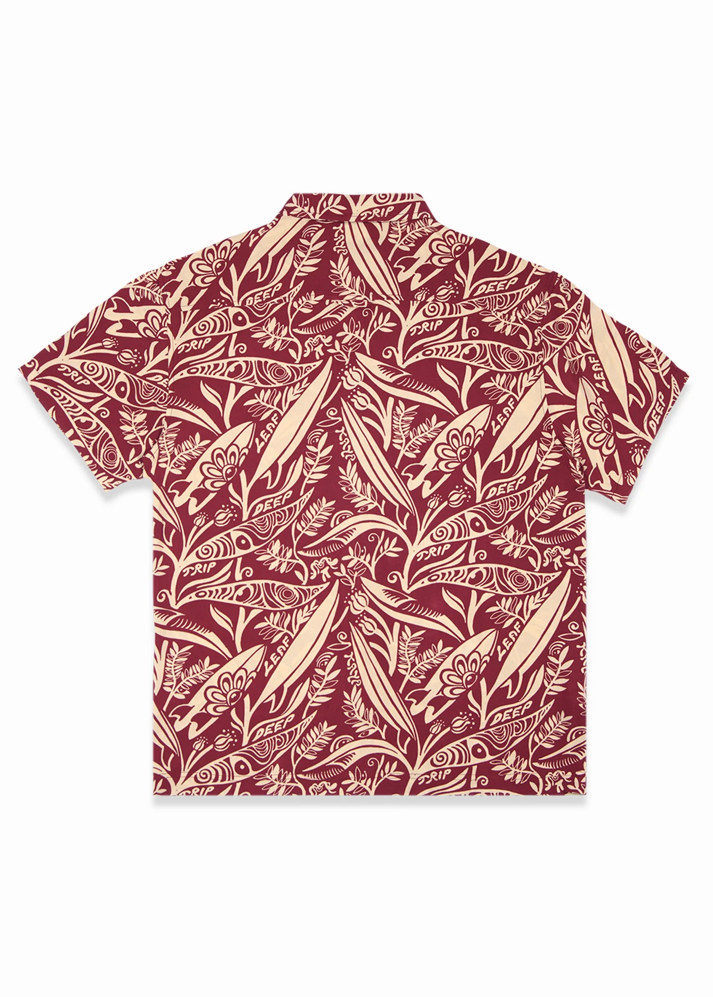 Camisa Diseño Manga Corta Rayón Leaf Hombre - Brick - Image 3