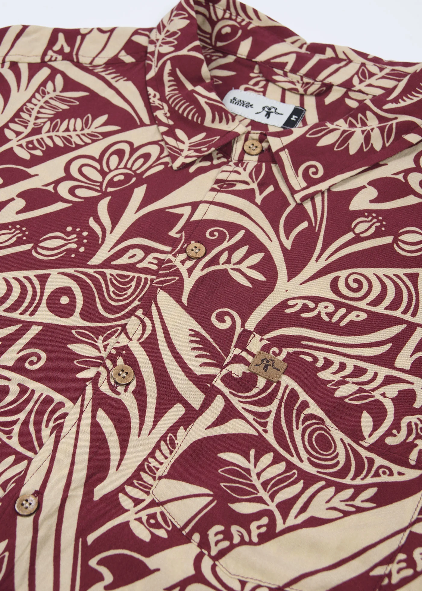 Camisa Diseño Manga Corta Rayón Leaf Hombre - Brick - Image 5