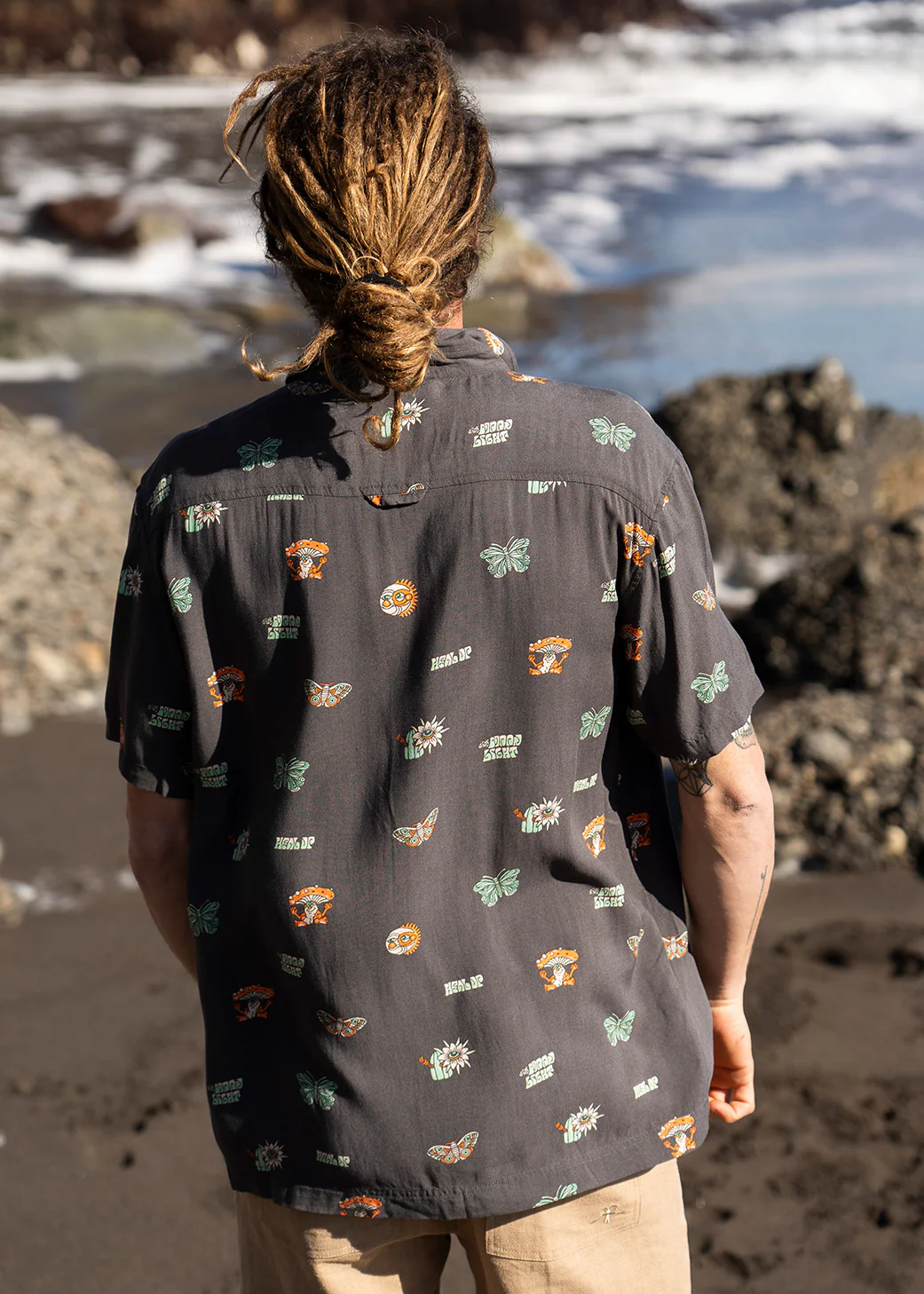 Camisa Diseño Manga Corta Rayón Misty Hombre - Black - Image 4