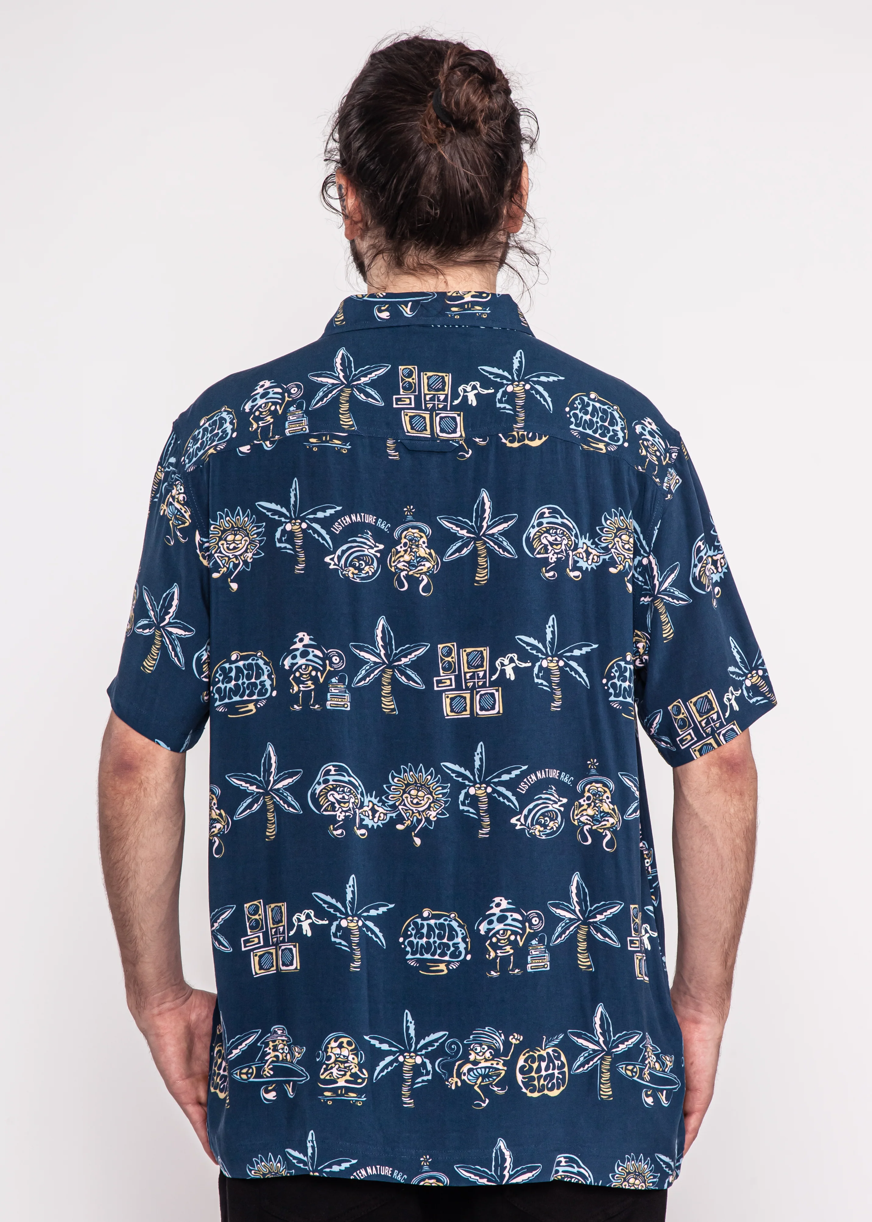 Camisa Diseño Manga Corta Rayón Moody Hombre - Navy - Image 2