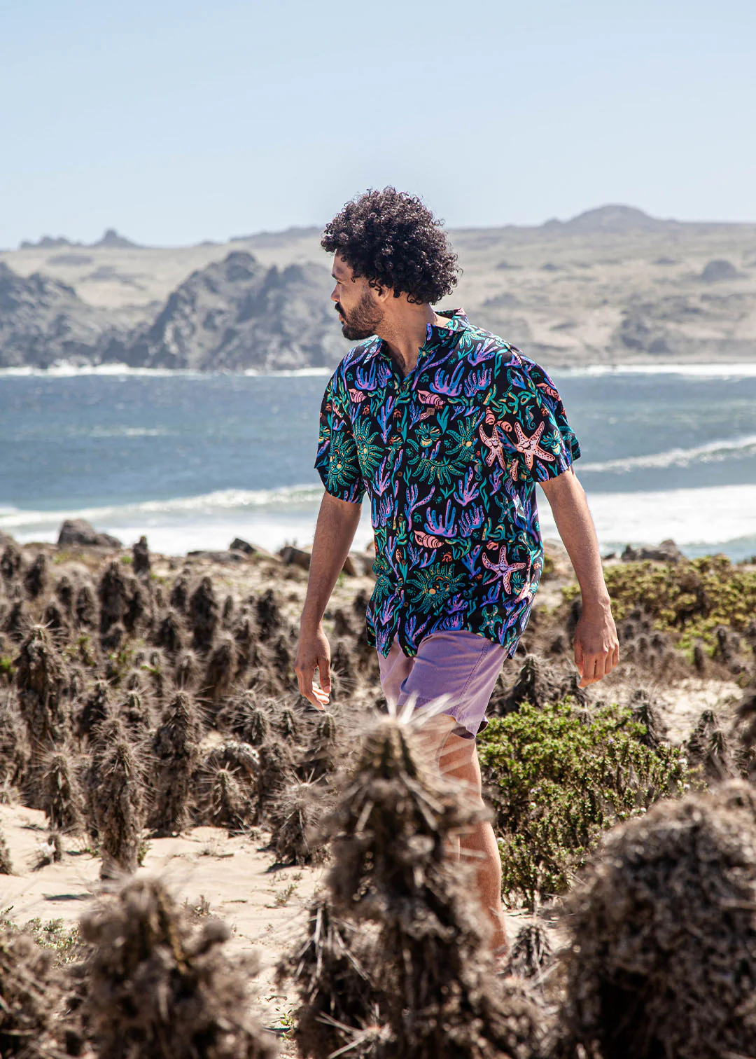 Camisa Diseño Manga Corta Rayón Ocean Hombre - Negro - Image 2