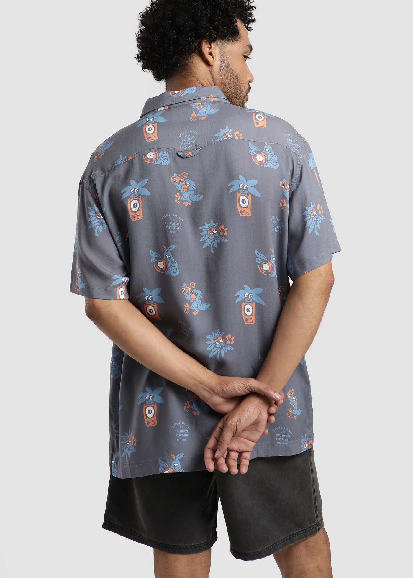 Camisa Diseño Manga Corta Rayón Tuna Hombre - Azul - Image 3