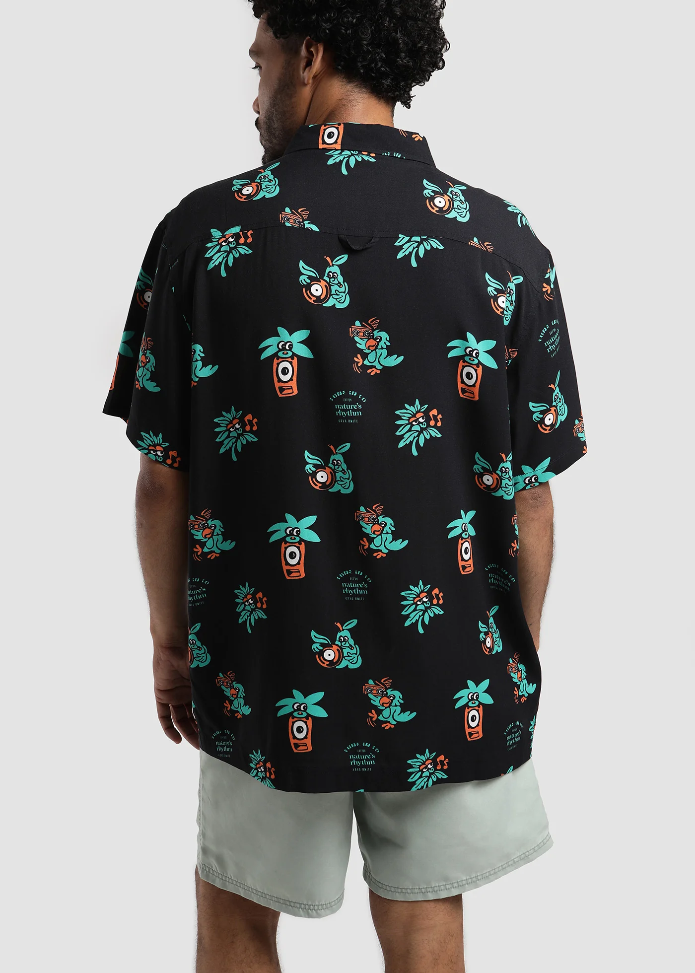 Camisa Diseño Manga Corta Rayón Tuna Hombre - Negro - Image 3