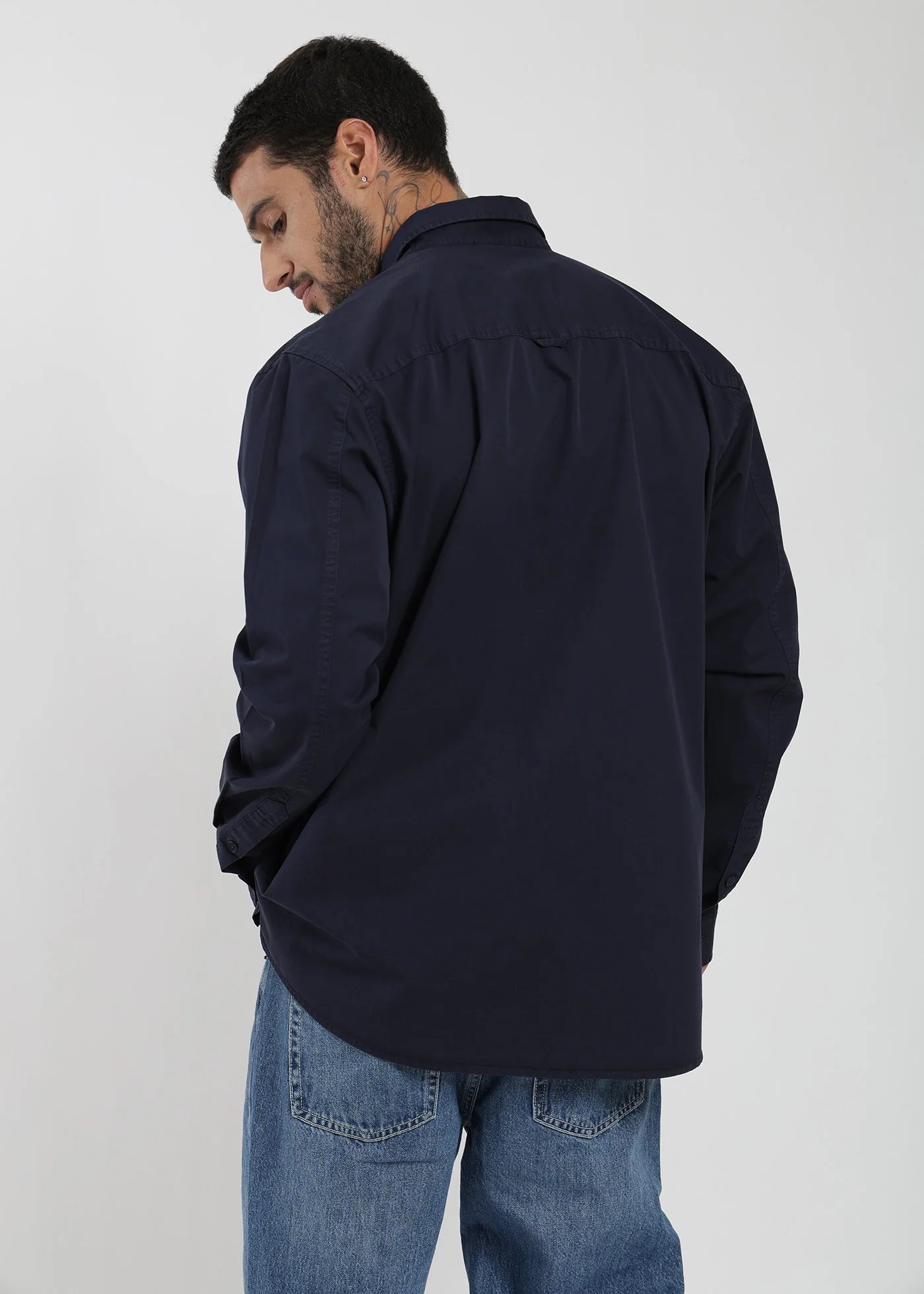 Camisa Manga Larga Algodón Hombre - Azul Oscuro - Image 6