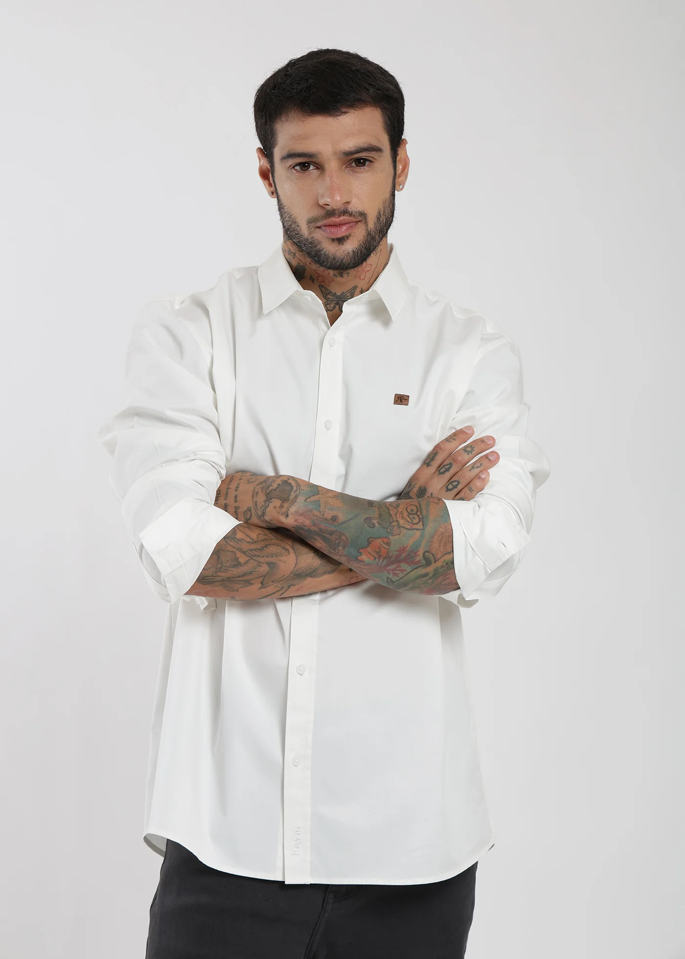 Camisa Manga Larga Algodón Hombre - Blanco - Image 4
