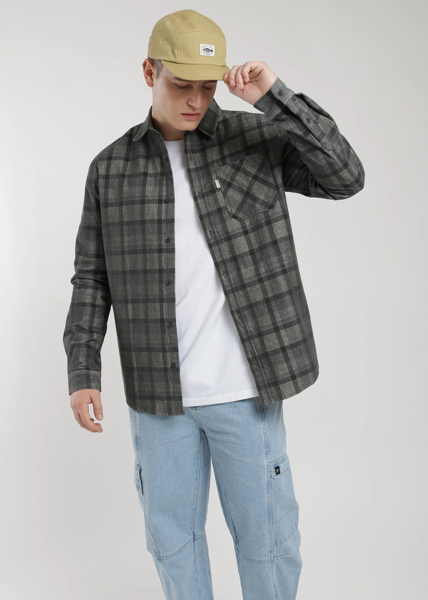 Camisa Manga Larga Cotelé Hombre - Gris - Image 5