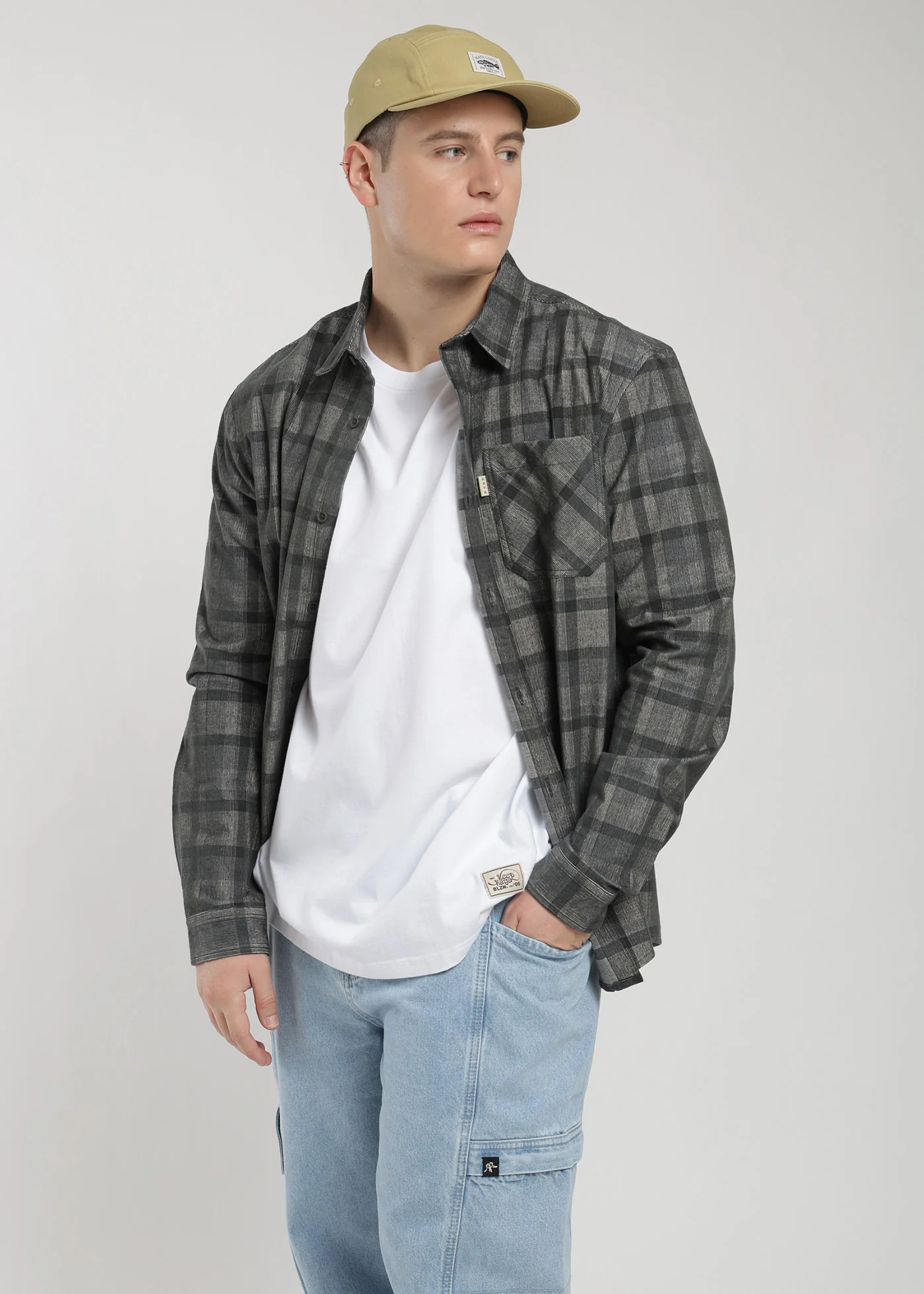 Camisa Manga Larga Cotelé Hombre - Gris - Image 6