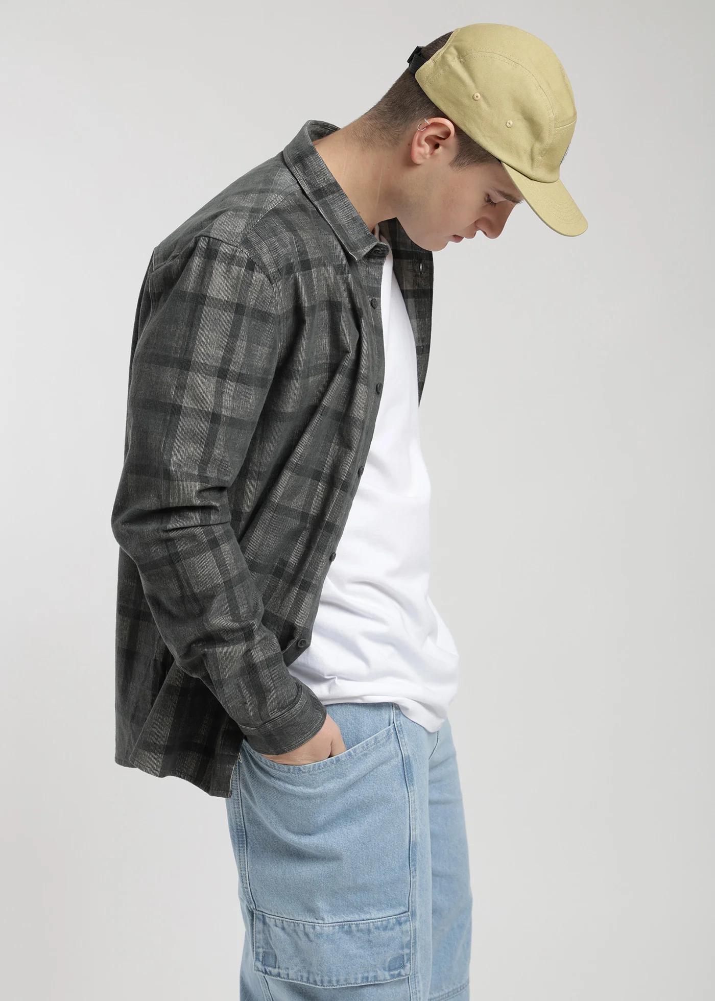 Camisa Manga Larga Cotelé Hombre - Gris - Image 7