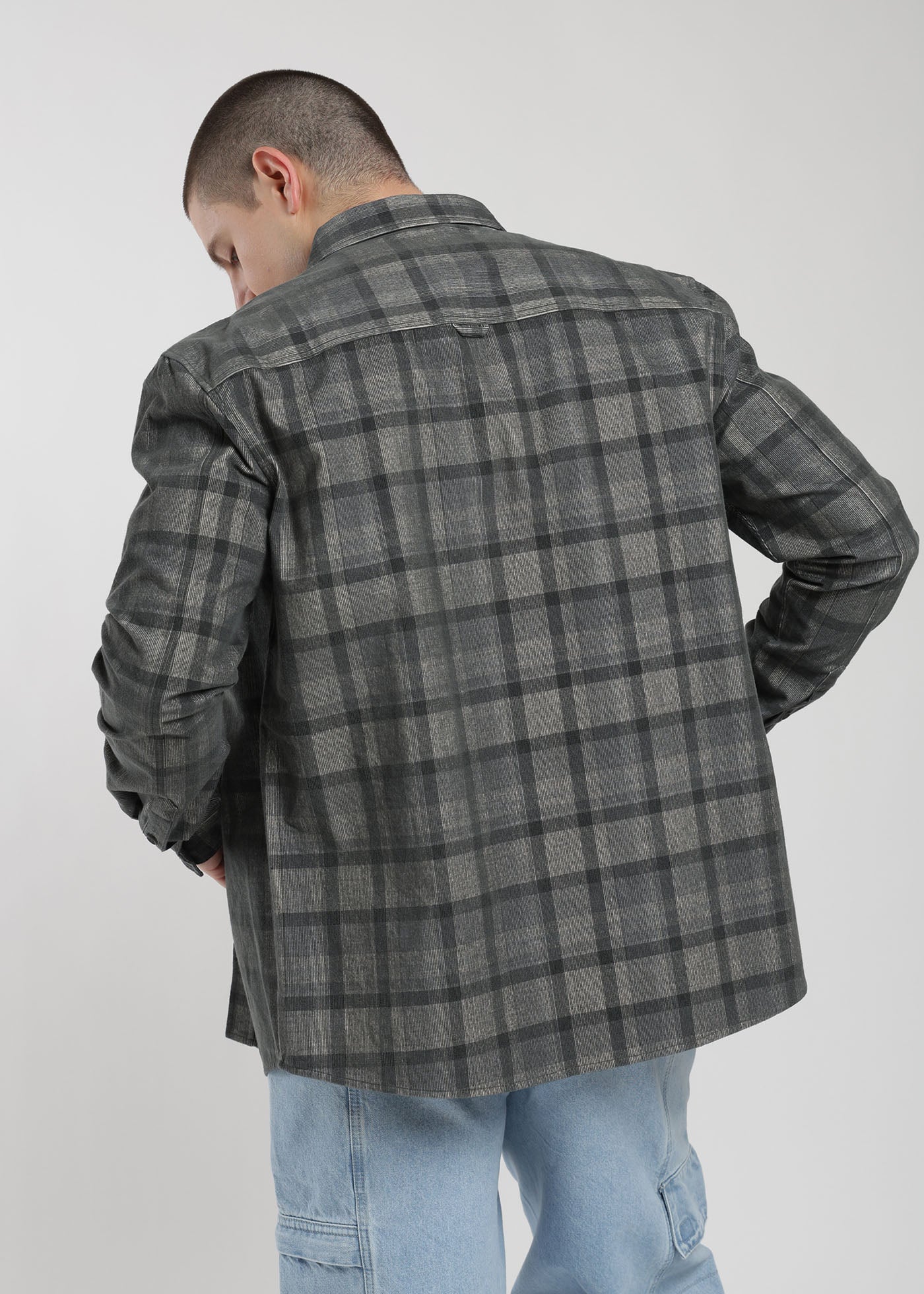 Camisa Manga Larga Cotelé Hombre - Gris - Image 8