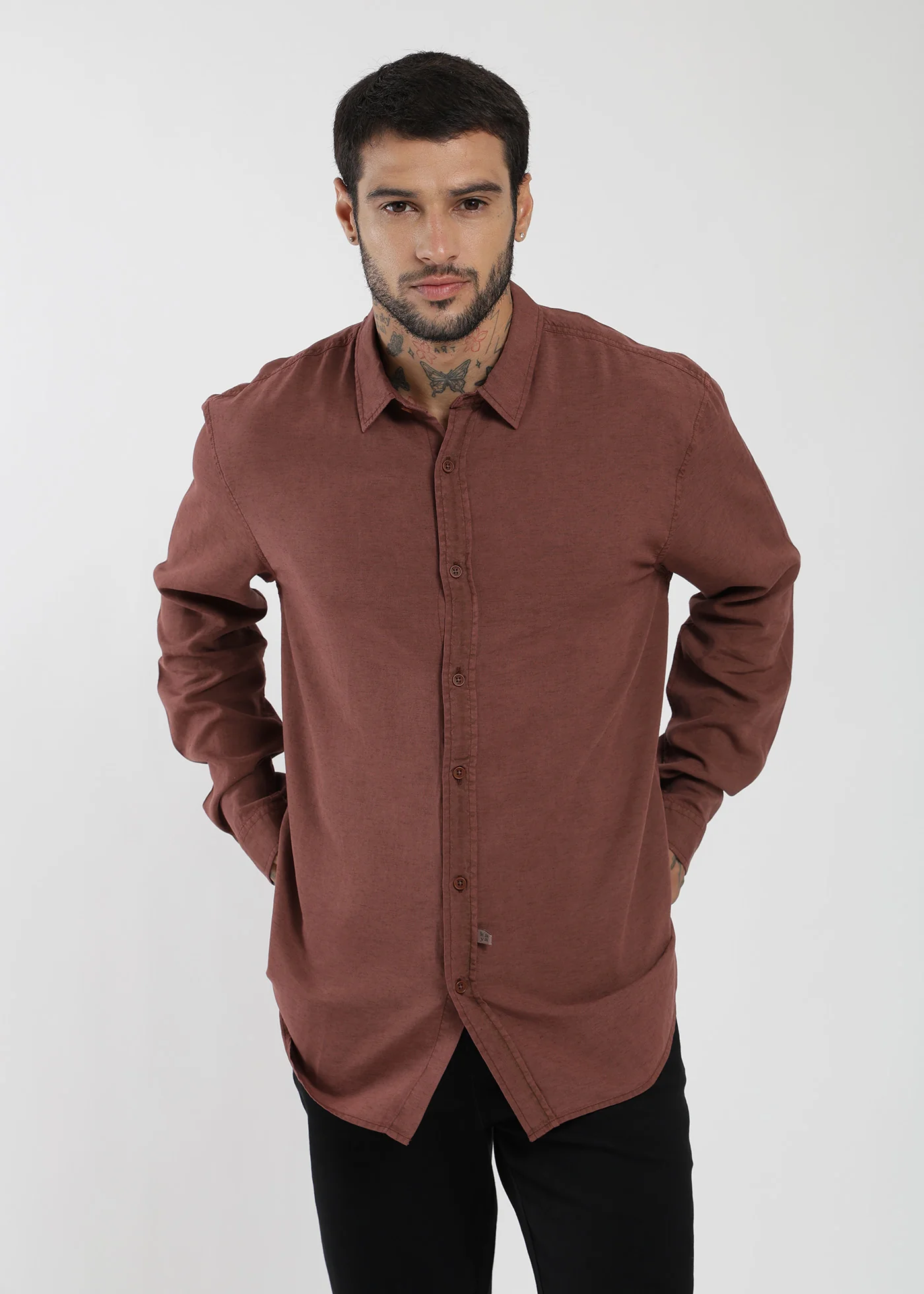 Camisa Manga Larga Tenlin Hombre - Naranjo - Image 3