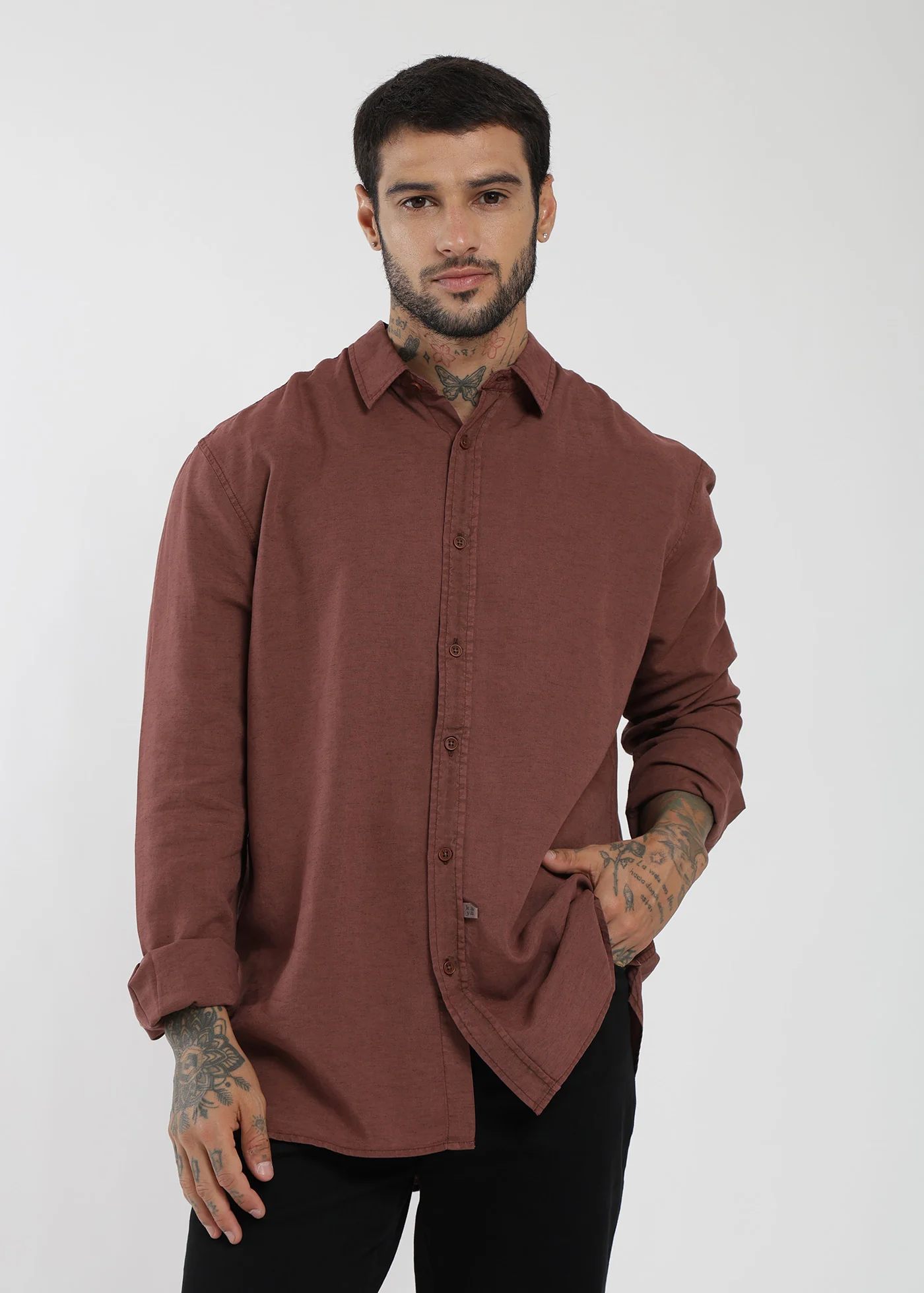 Camisa Manga Larga Tenlin Hombre - Naranjo - Image 4