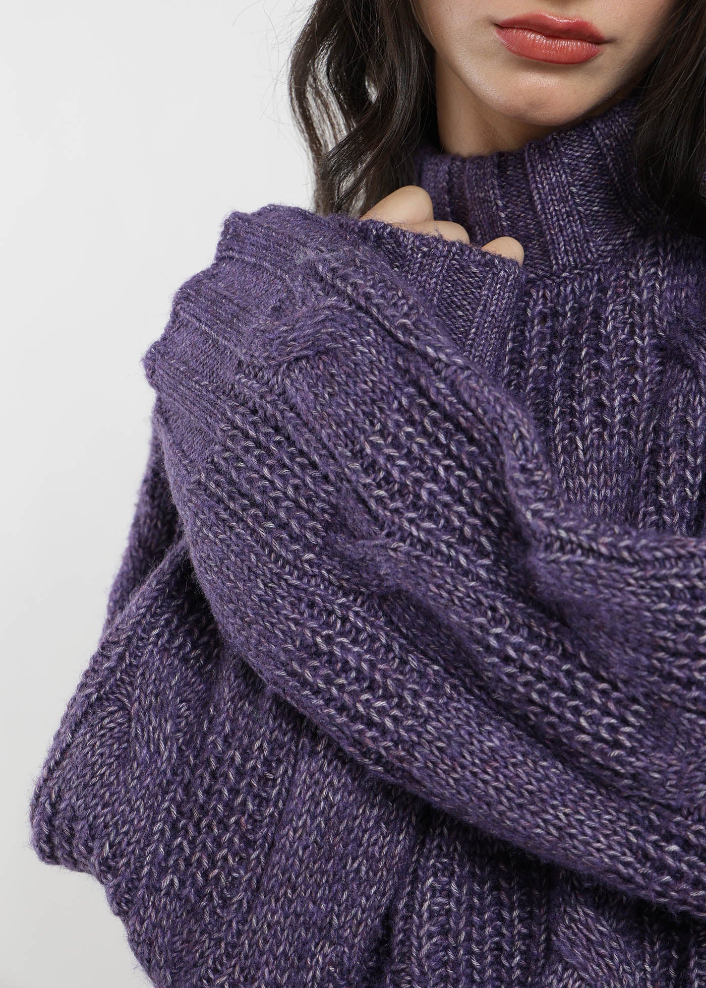 Chaleco Tejido Cuello Redondo Daily Texture Mujer - Morado - Image 3