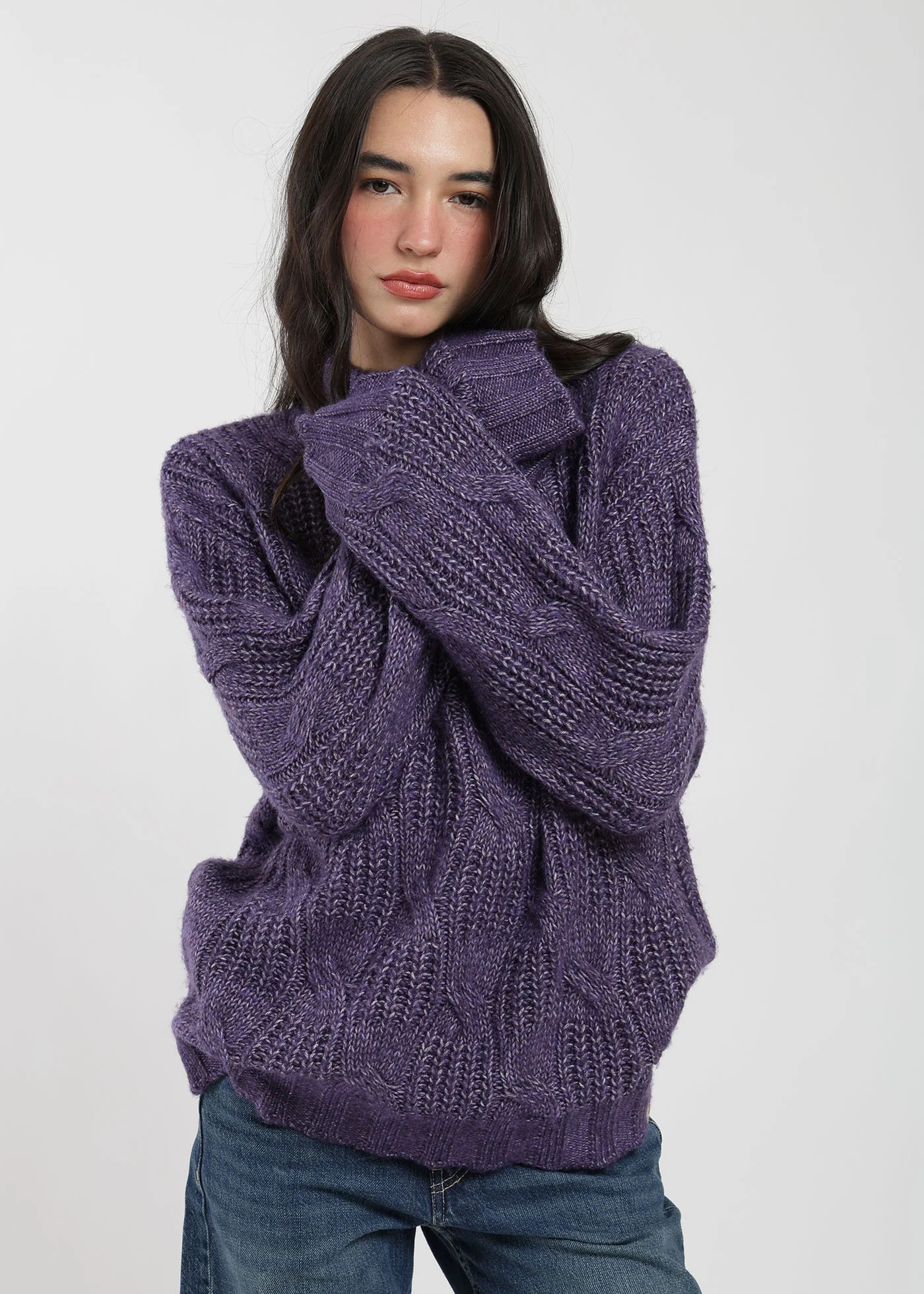 Chaleco Tejido Cuello Redondo Daily Texture Mujer - Morado - Image 4