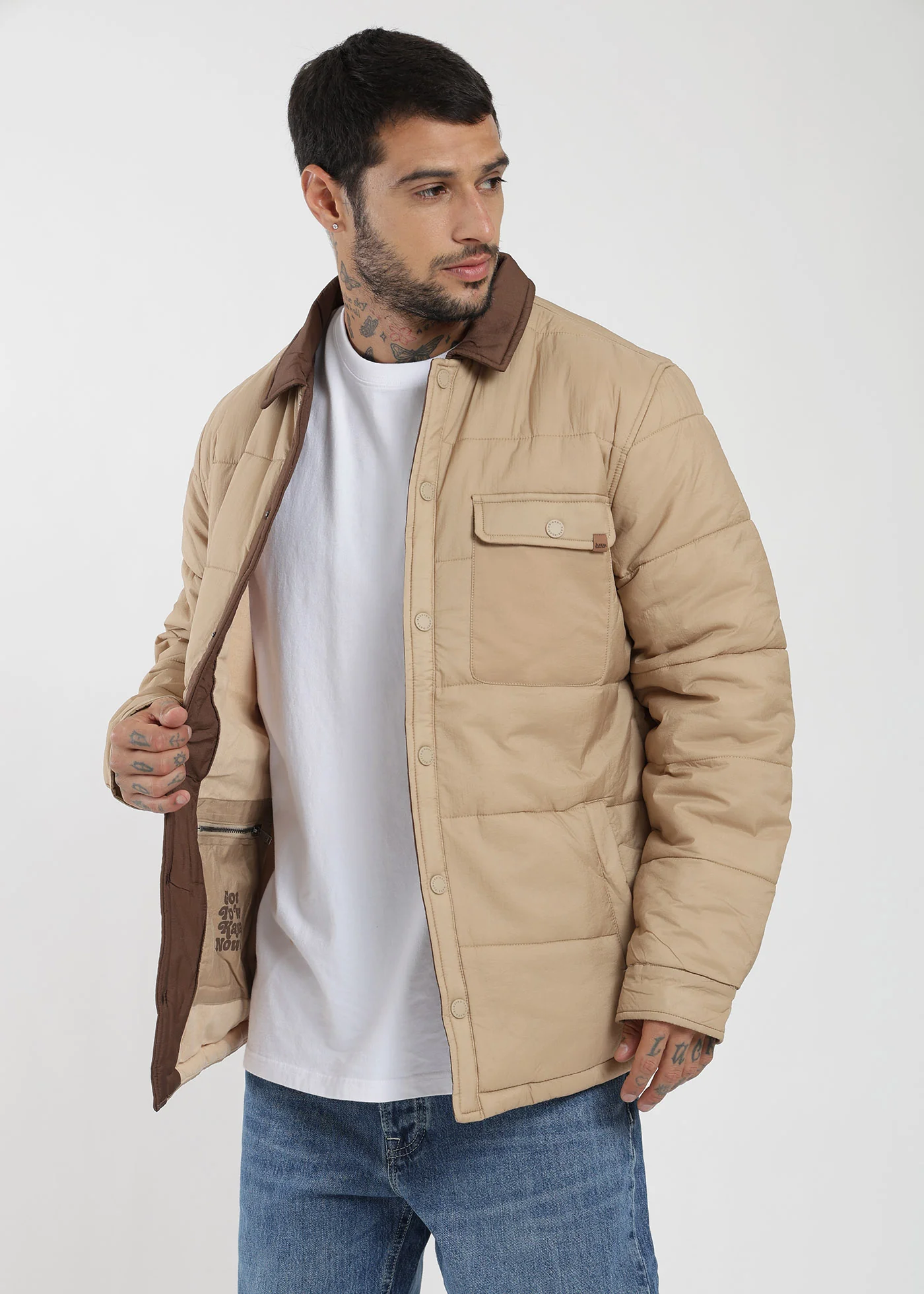 Chaqueta Acolchada Nylon Yuka Hombre - Caqui
