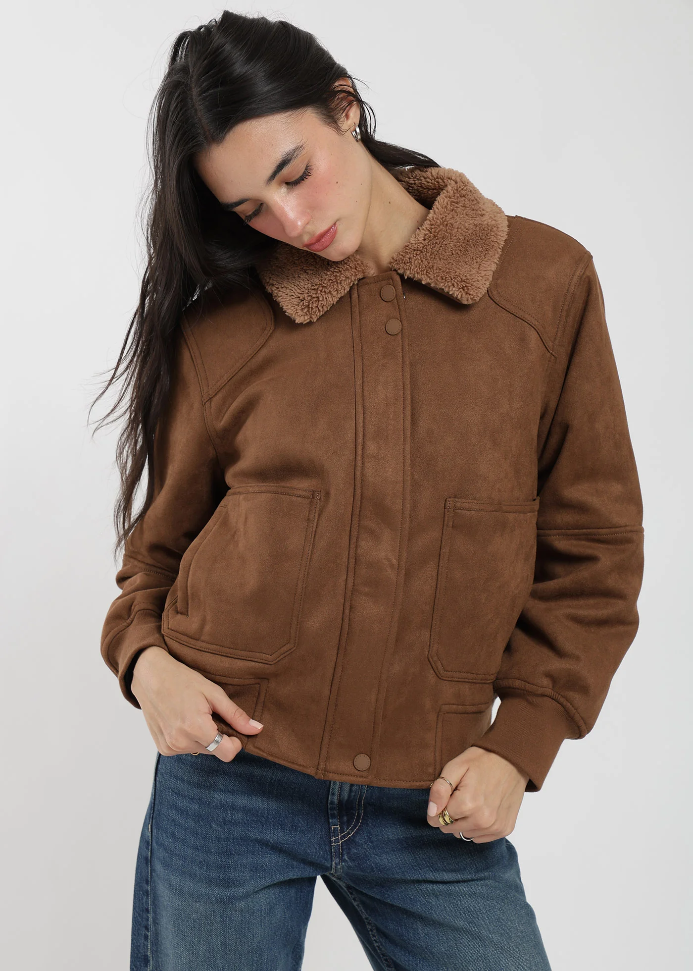Chaqueta Bomber Suede Mujer - Image 5