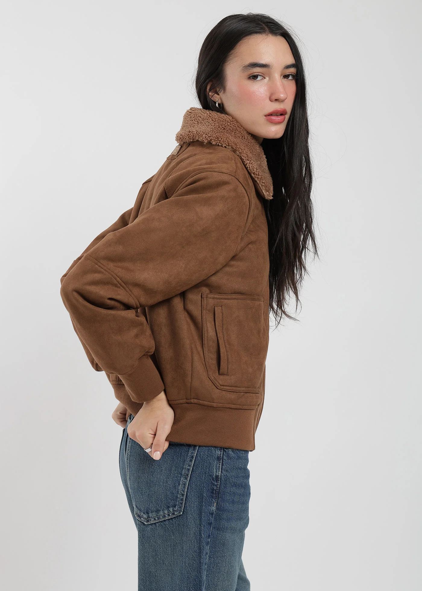 Chaqueta Bomber Suede Mujer - Image 8