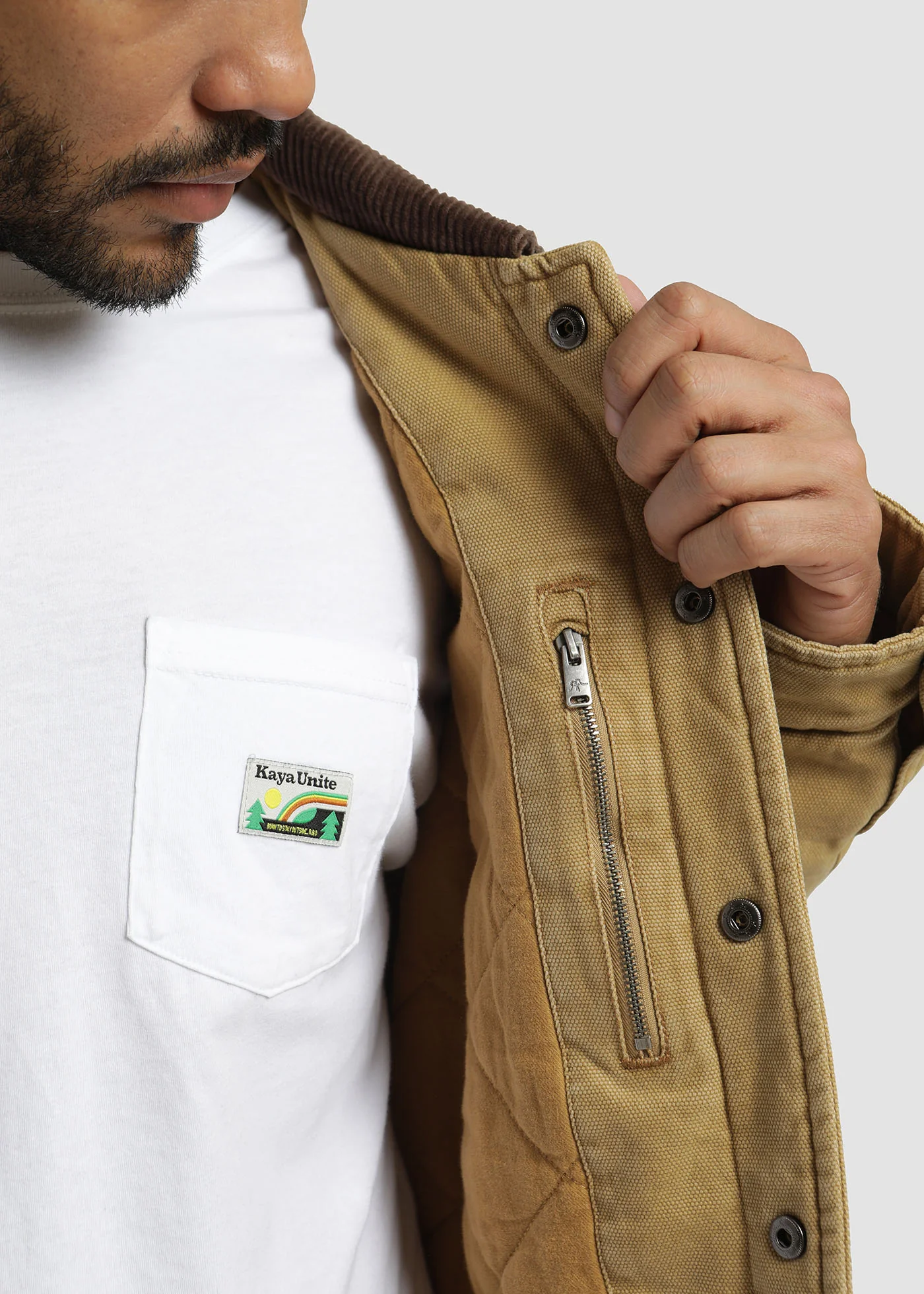 Chaqueta Clásica Canvas Hombre - Caqui - Image 4