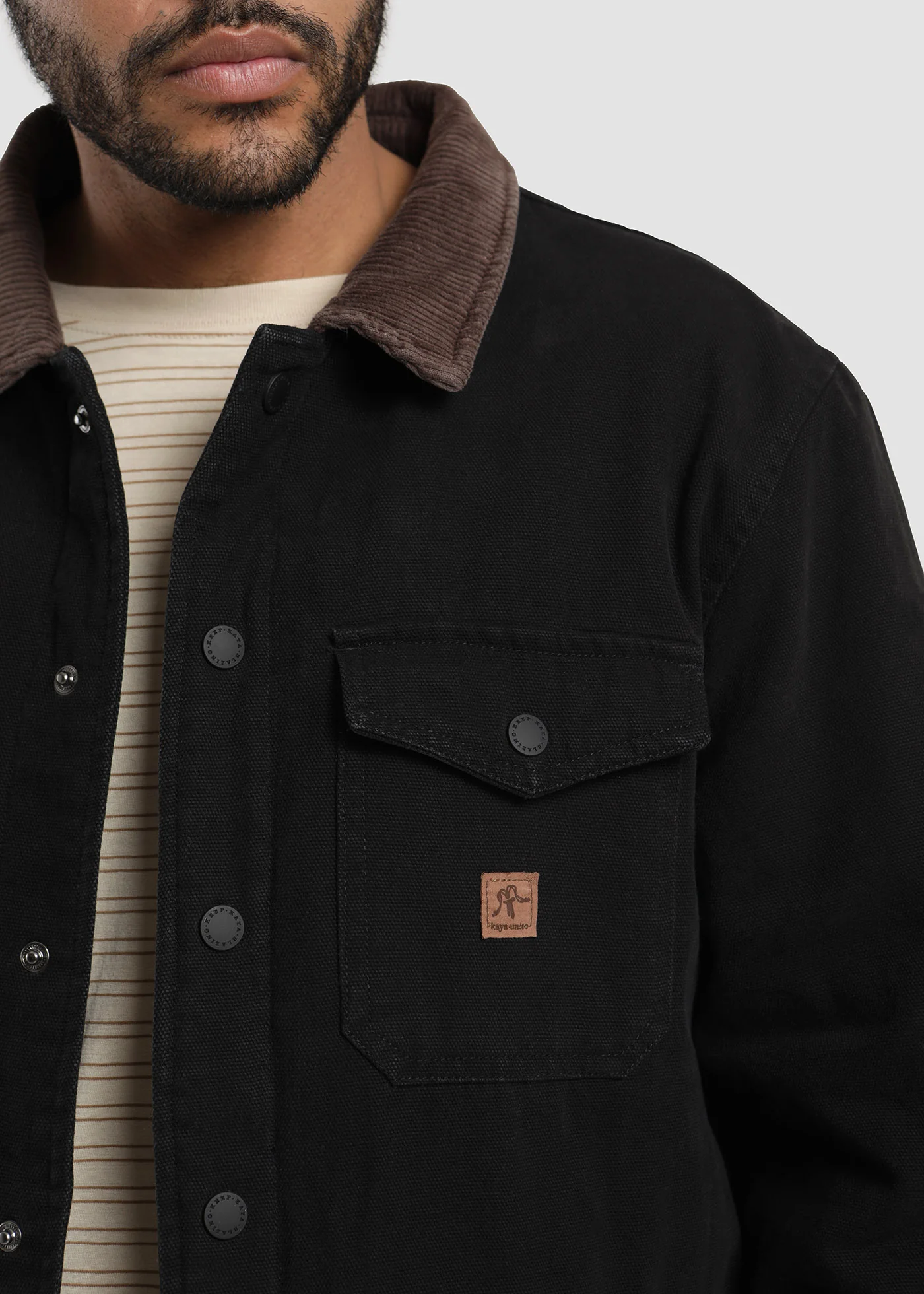 Chaqueta Clásica Canvas Hombre - Negra - Image 2
