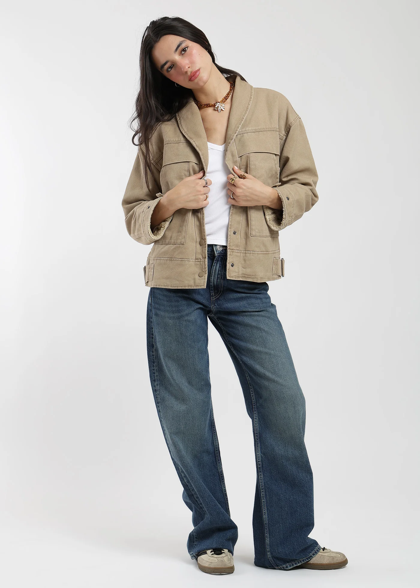 Chaqueta Clásica Canvas Solid Mujer - Image 4