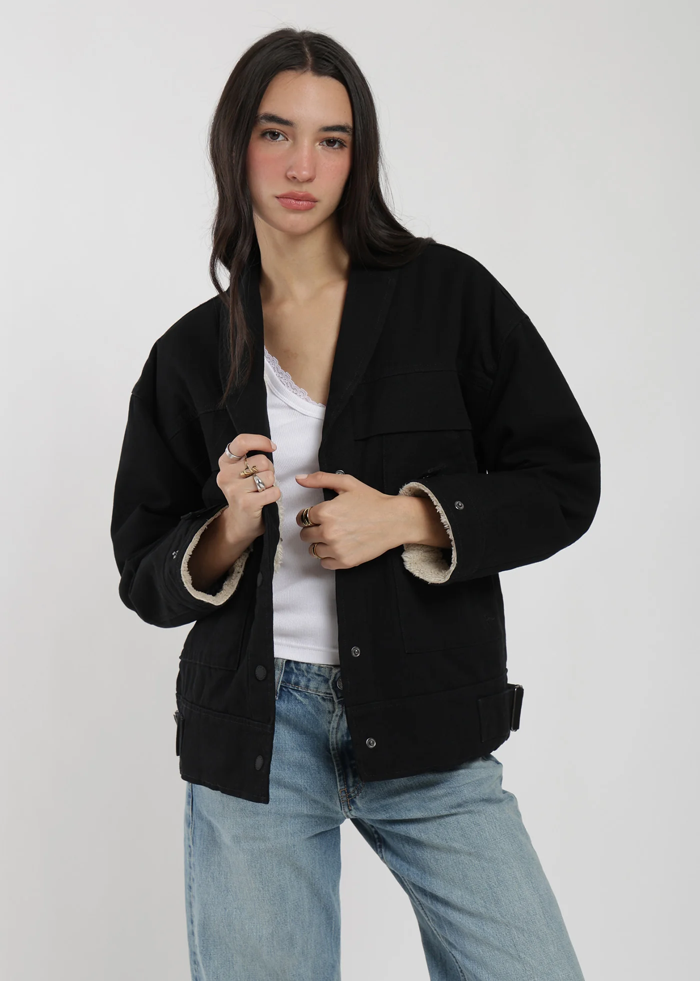 Chaqueta Clásica Canvas Solid Mujer - Image 5